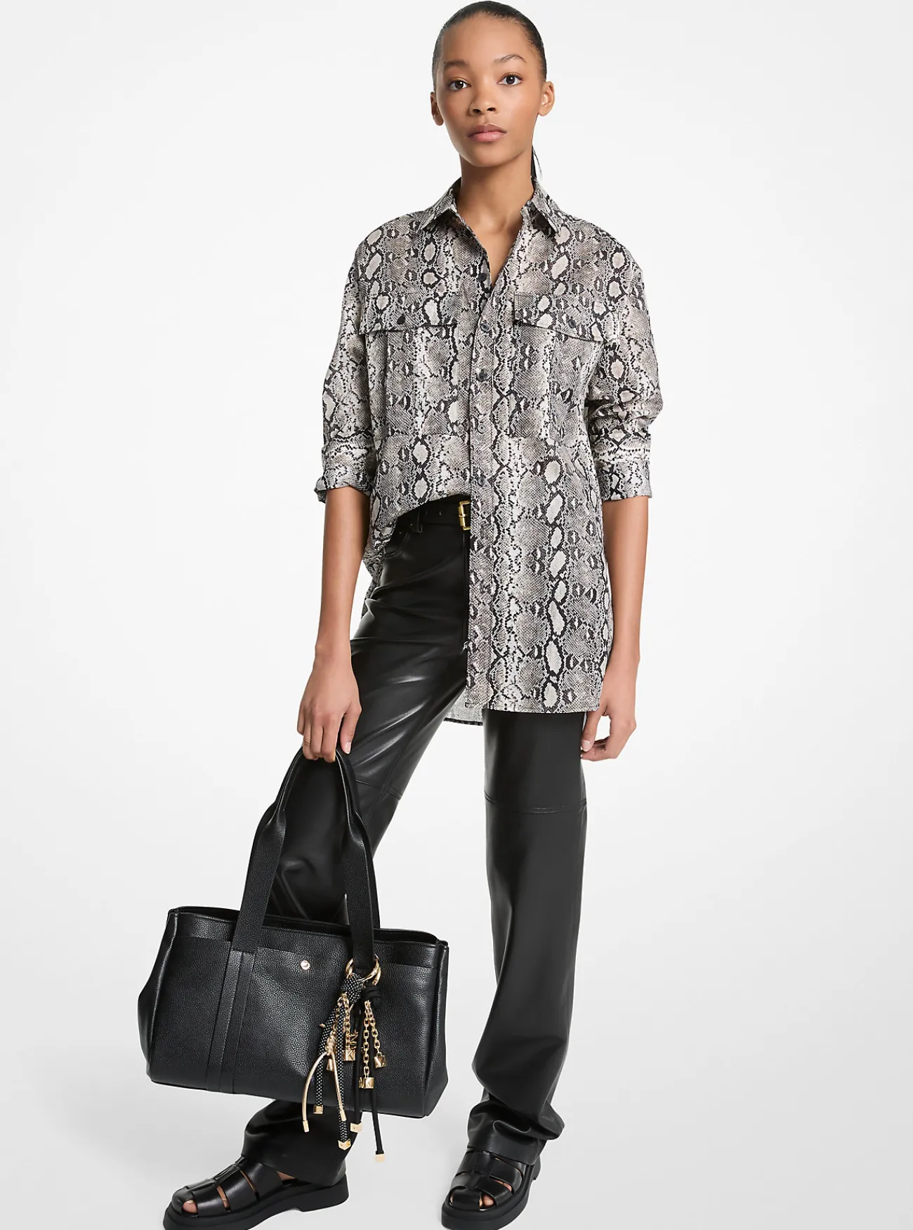 Michael Kors Overhemd van batist van katoen met slangenprint [3466] Fashion