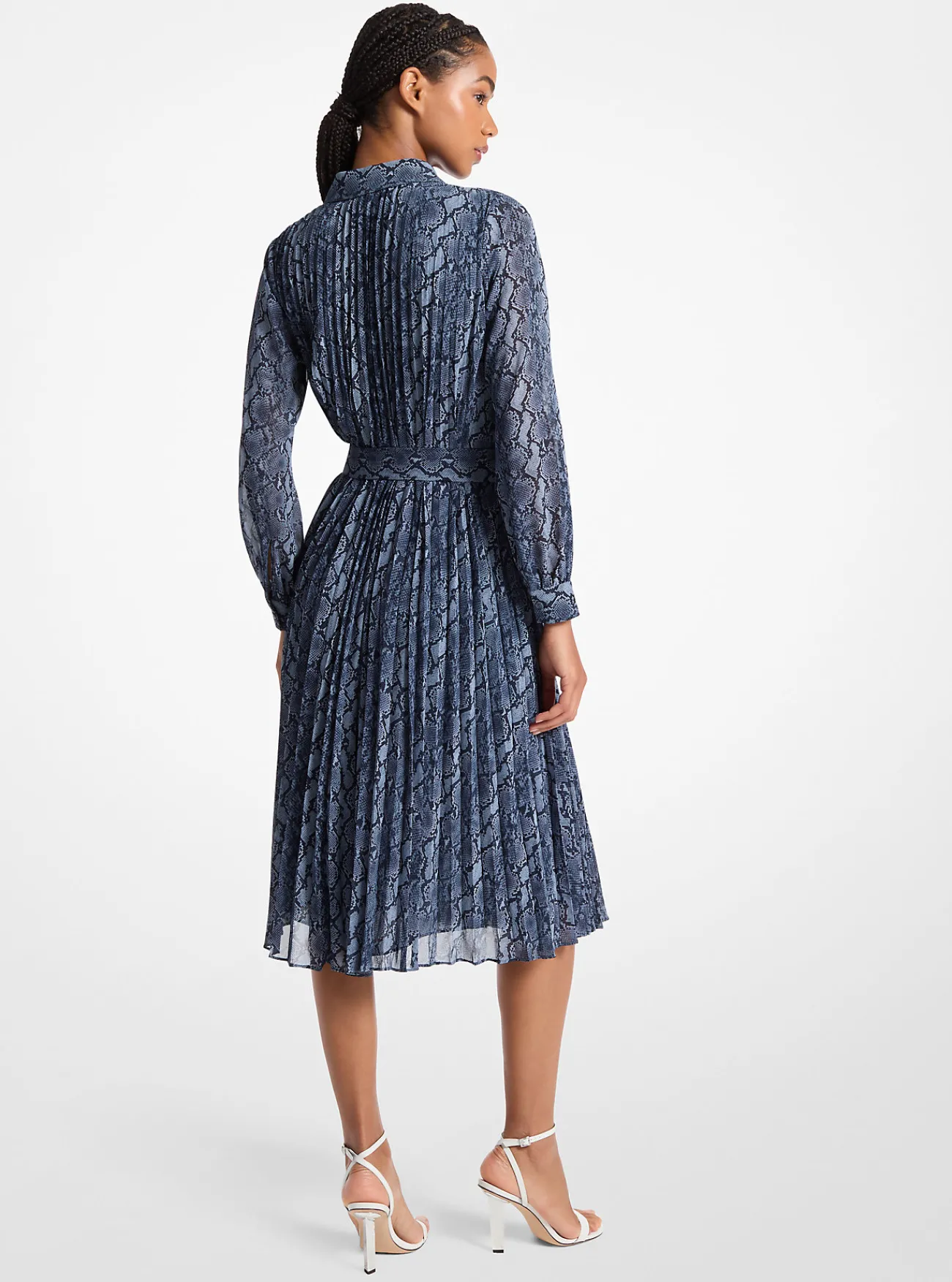 Michael Kors Overhemdjurk van cr&ecirc;pe georgette met plooien en slangenprint ADMIRAALBLAUW Online