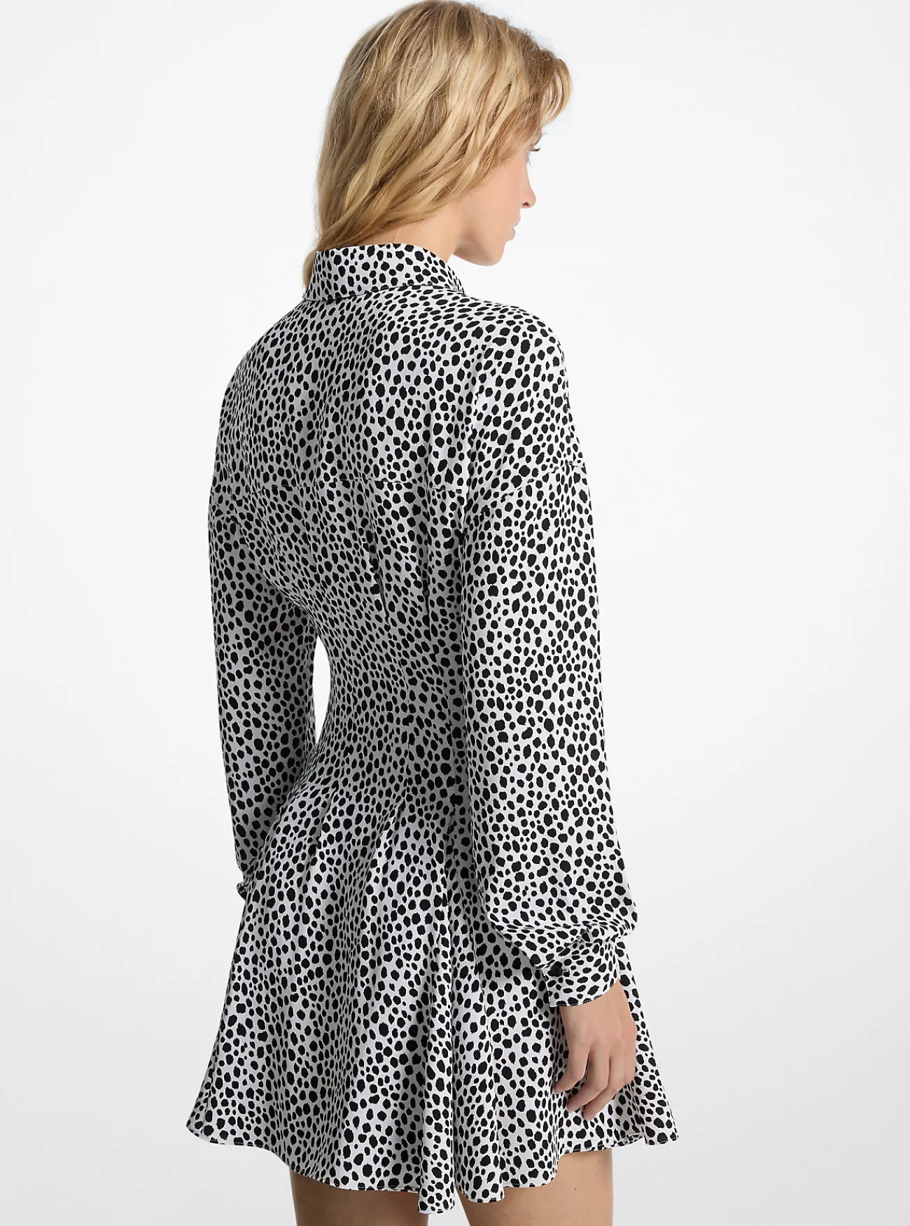 Michael Kors Overhemdjurk van cr&ecirc;pe met plooien en jachtluipaardprint New