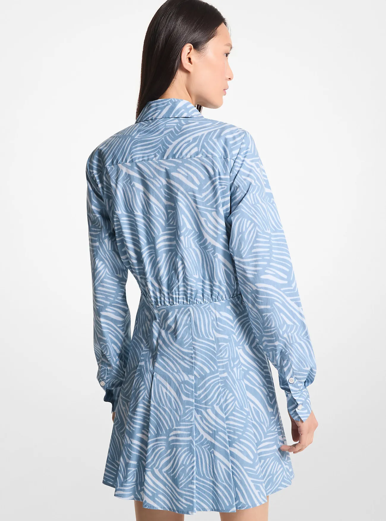 Michael Kors Overhemdjurk van katoenpopeline met stretch en zebraprint CHAMBRAY Outlet