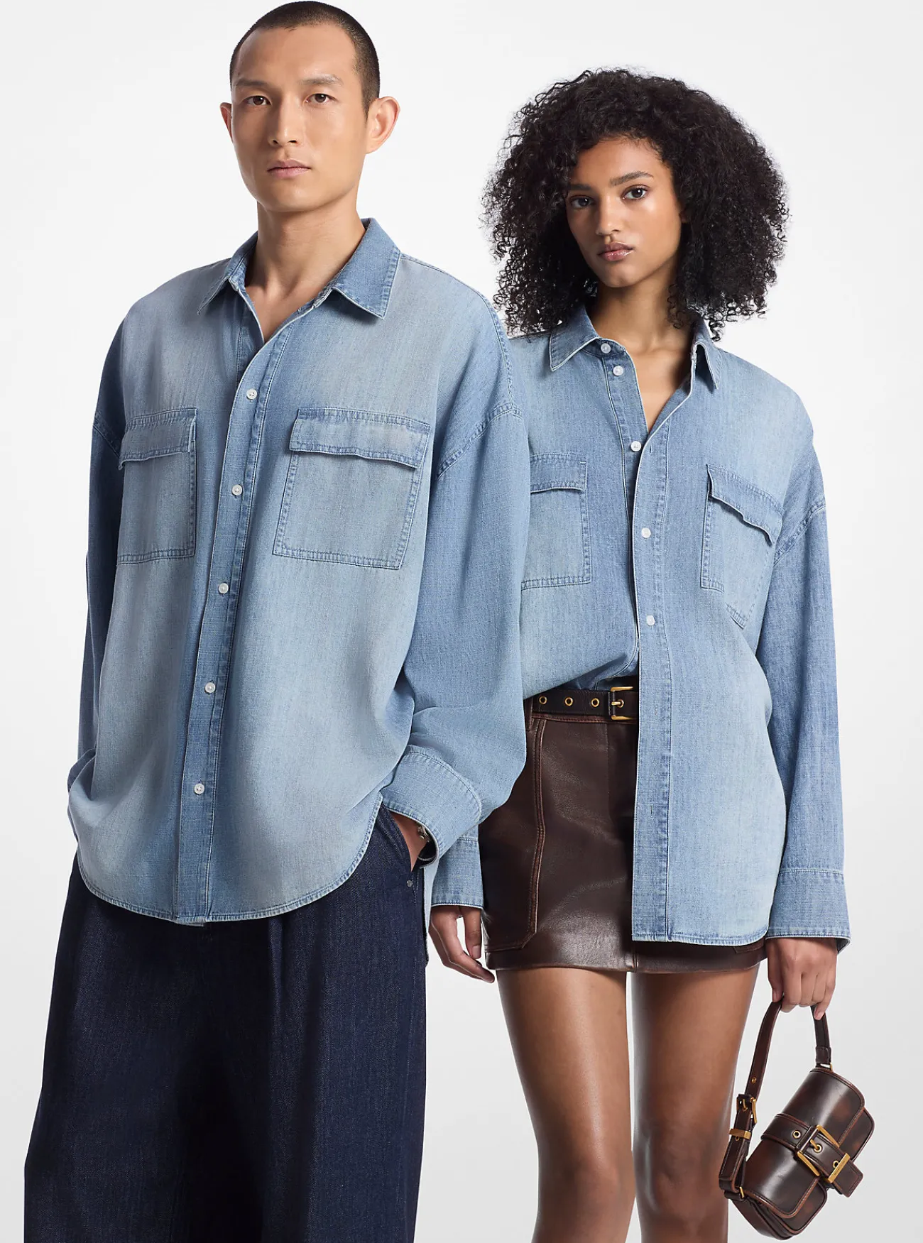 Michael Kors Oversized overhemd van chambray BLAUWVINTAGEWASSING Hot