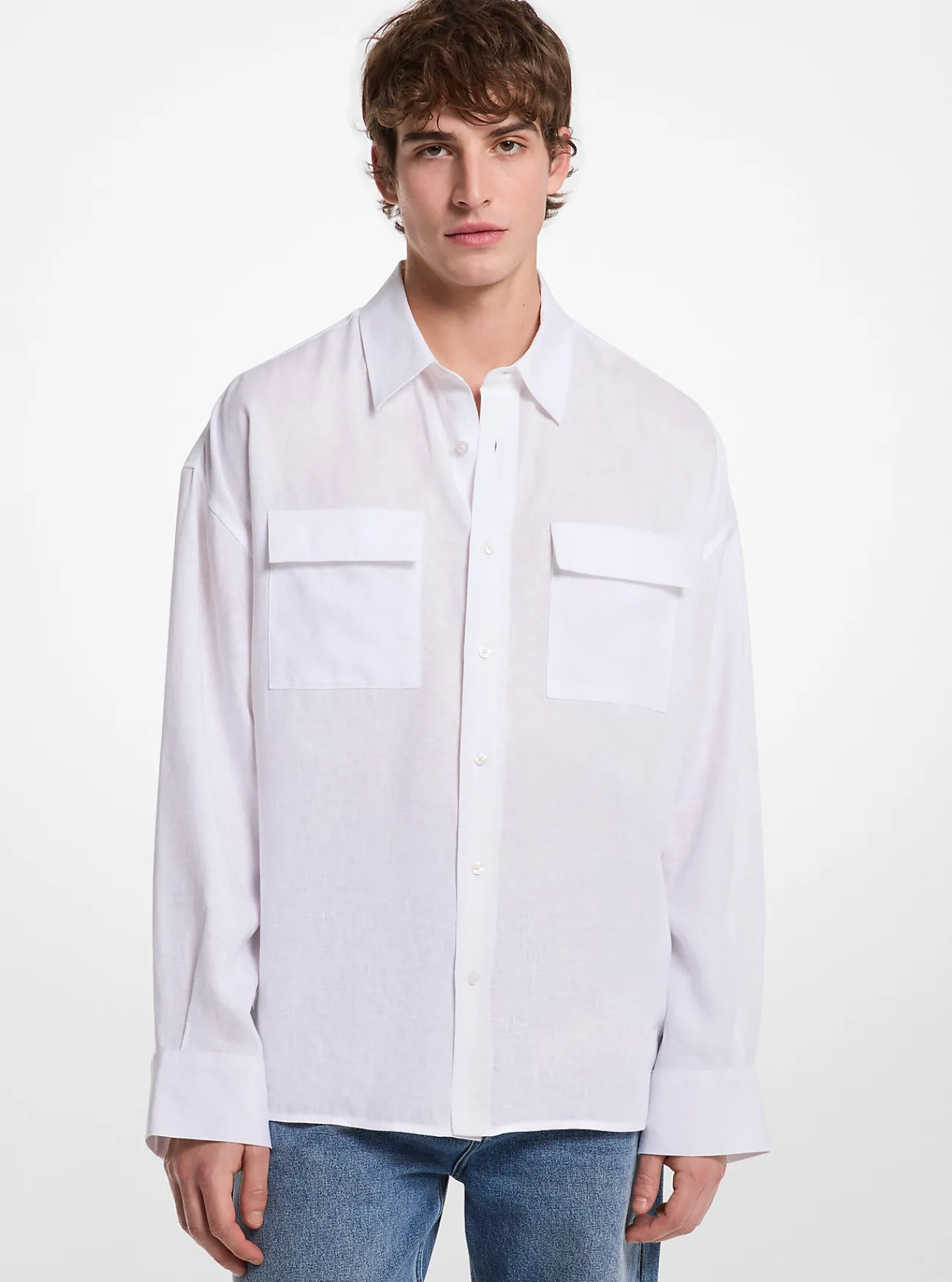 Michael Kors Oversized overhemd van linnen WIT Hot