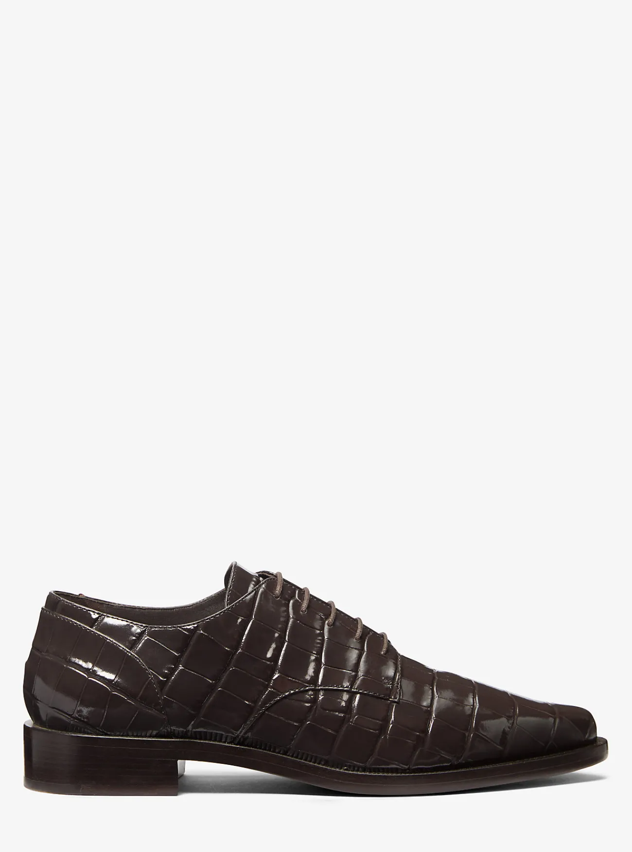 Michael Kors Oxford Annette van lakleer met krokodillenprint in reli&euml;f CHOCOLADE Sale