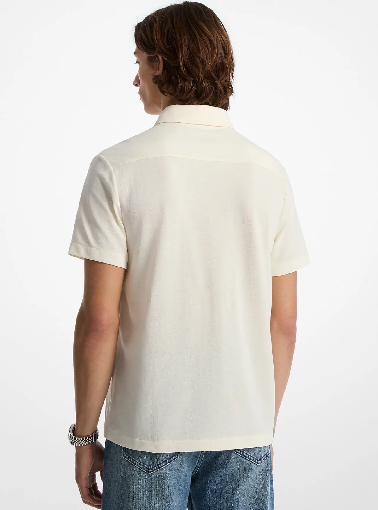 Michael Kors Oxford-shirt van piqu&eacute;stof van katoenmix WIT Online