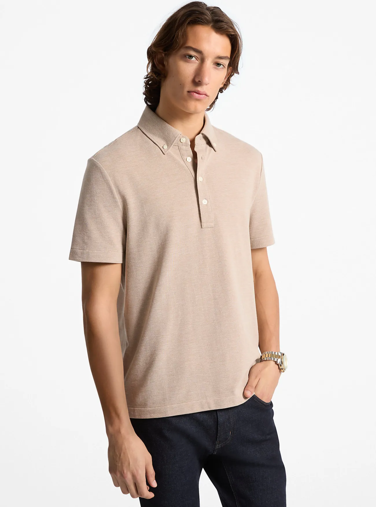 Michael Kors Oxford-shirt van piqu&eacute;stof van katoenmix CAF&Eacute; Best