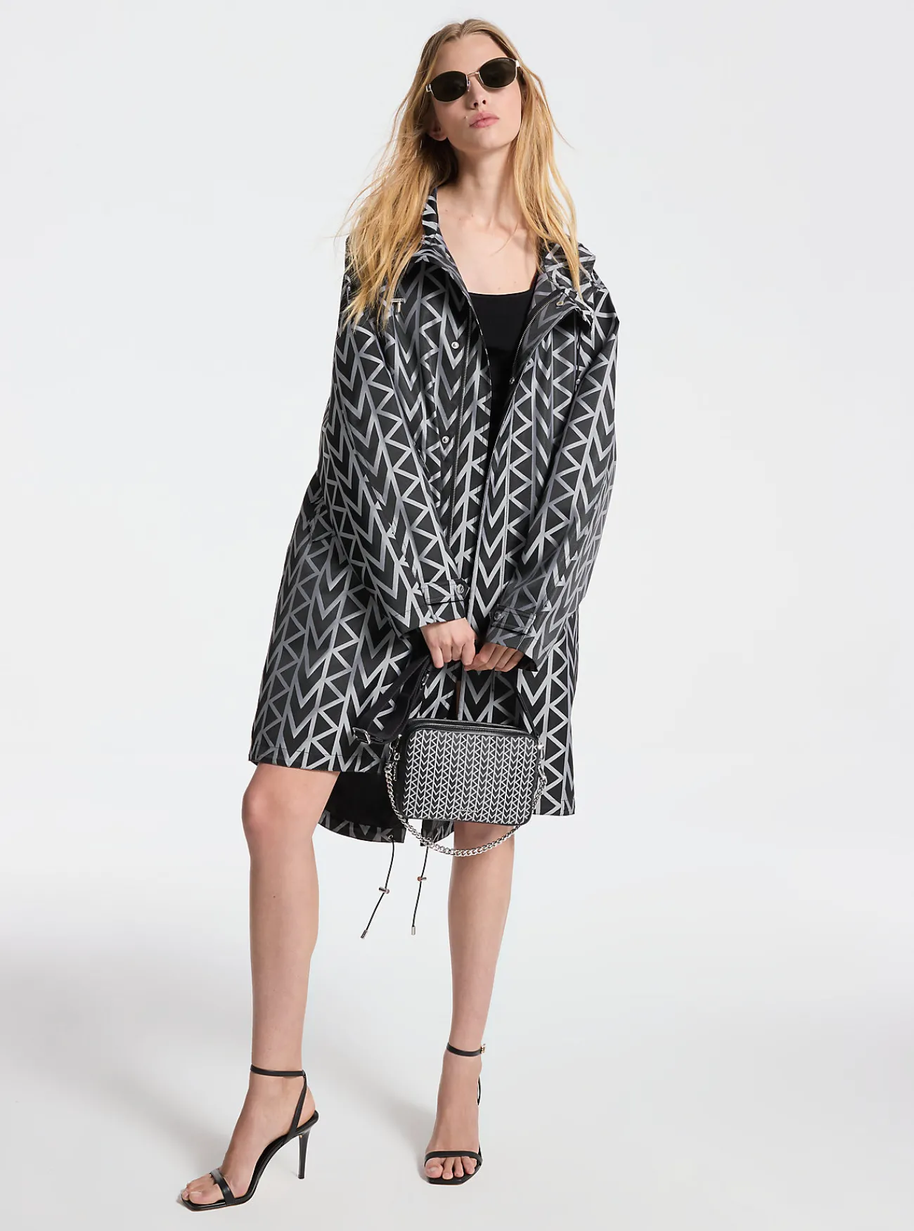 Michael Kors Parka van MK2000-jacquard met logo, oversized NIKKEL Sale