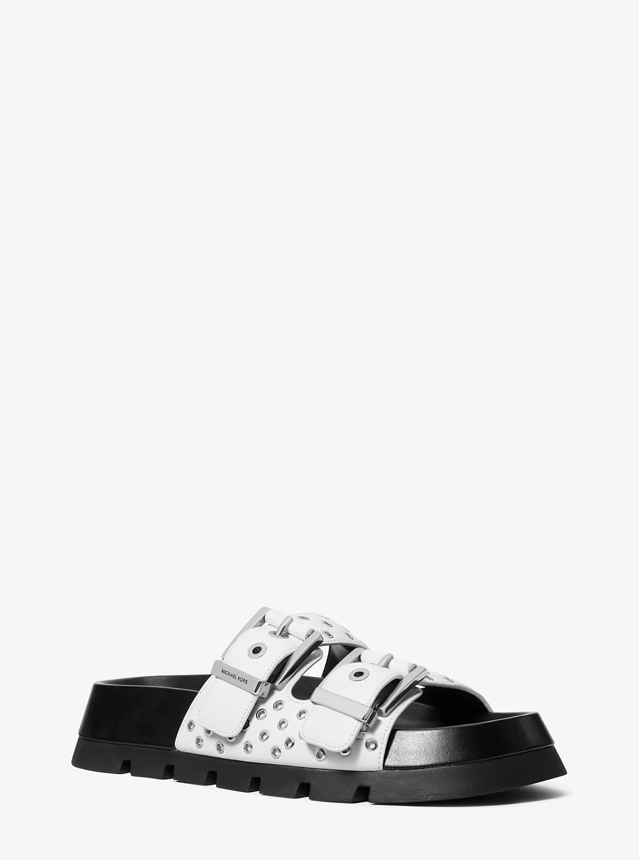 Michael Kors Platte sandaal Colby van leer met oogjes OPTISCHWIT New