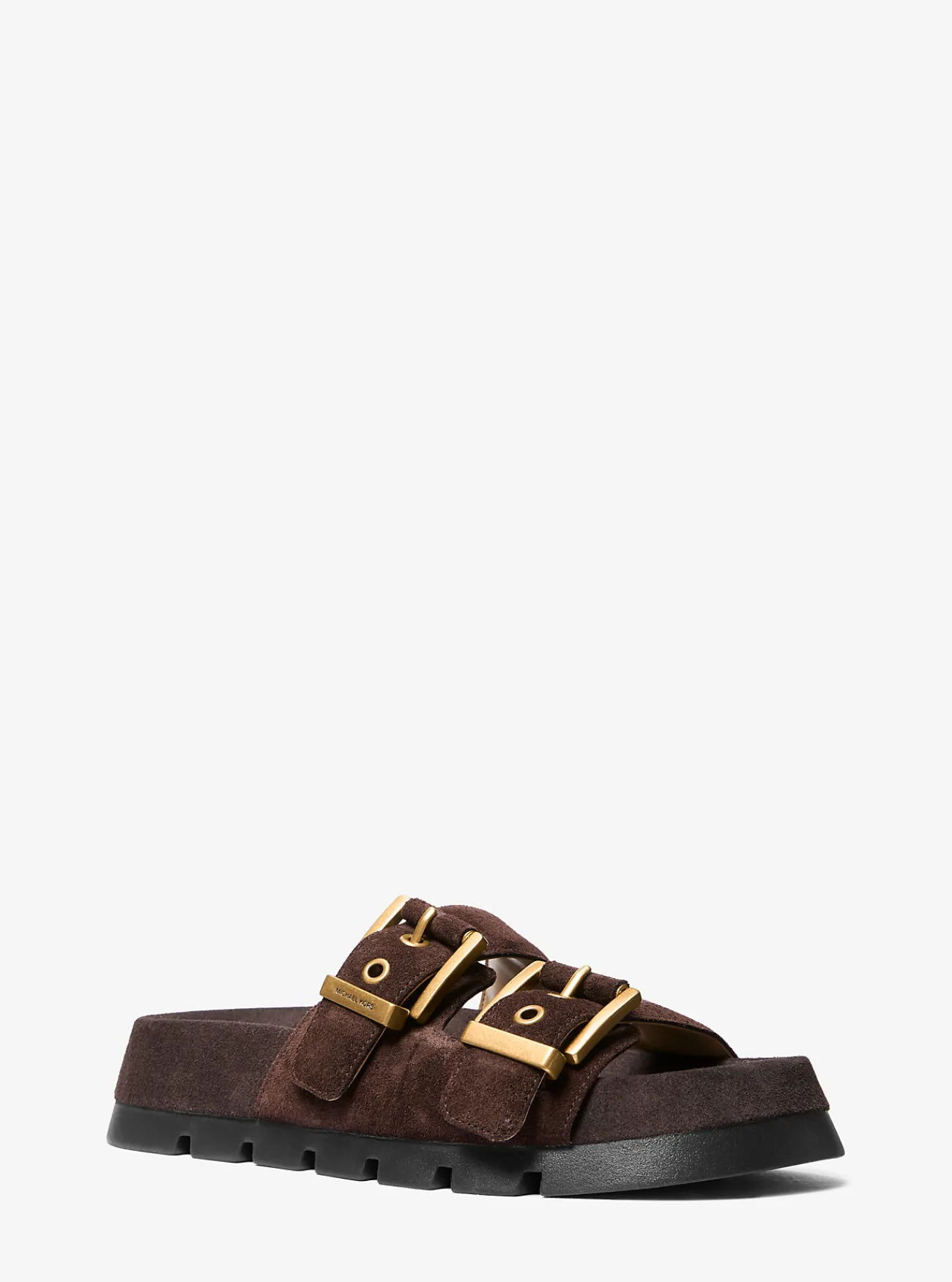 Michael Kors Platte sandaal Colby van su&egrave;de CHOCOLADE Hot