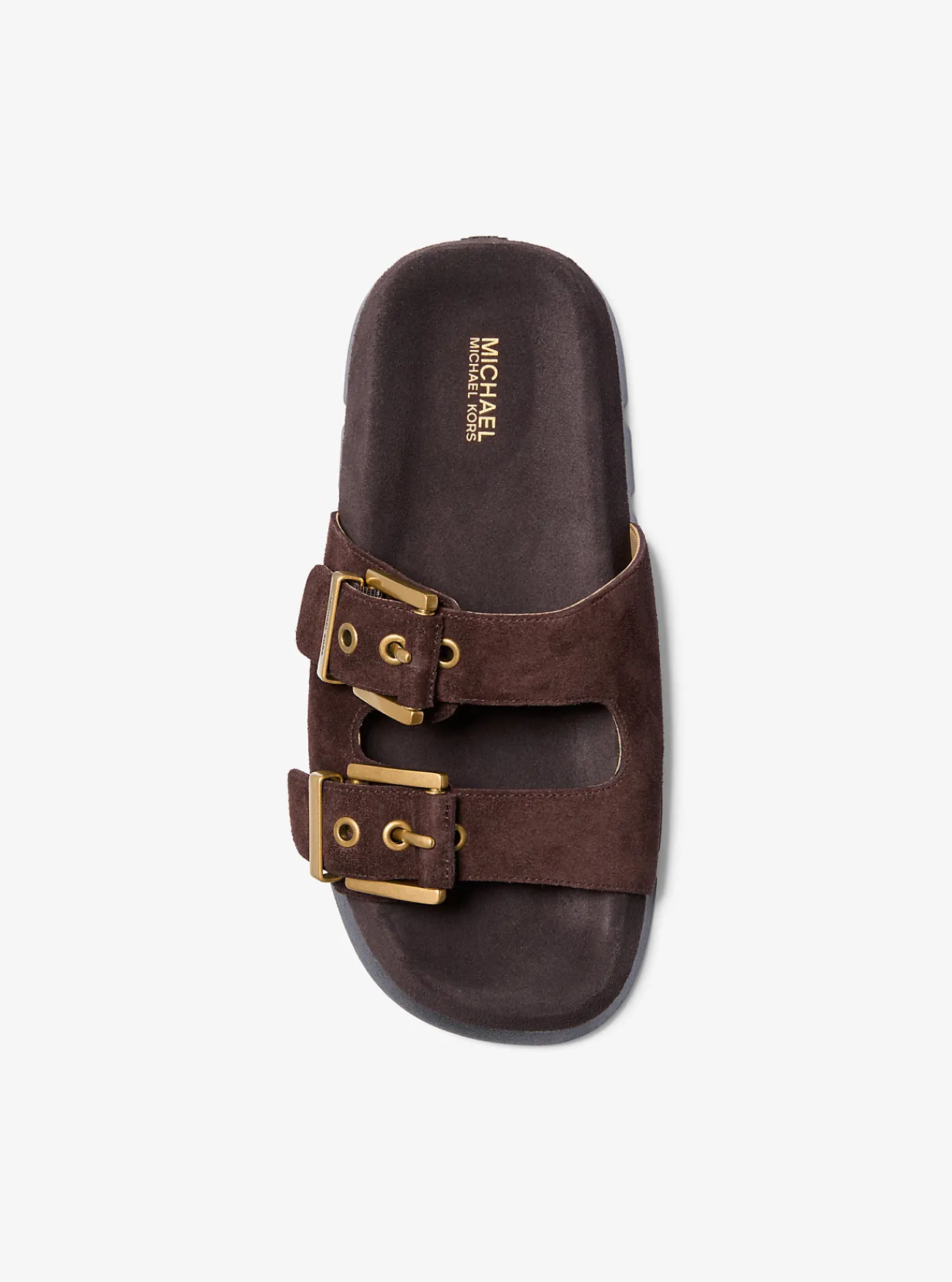 Michael Kors Platte sandaal Colby van suède CHOCOLADE Hot