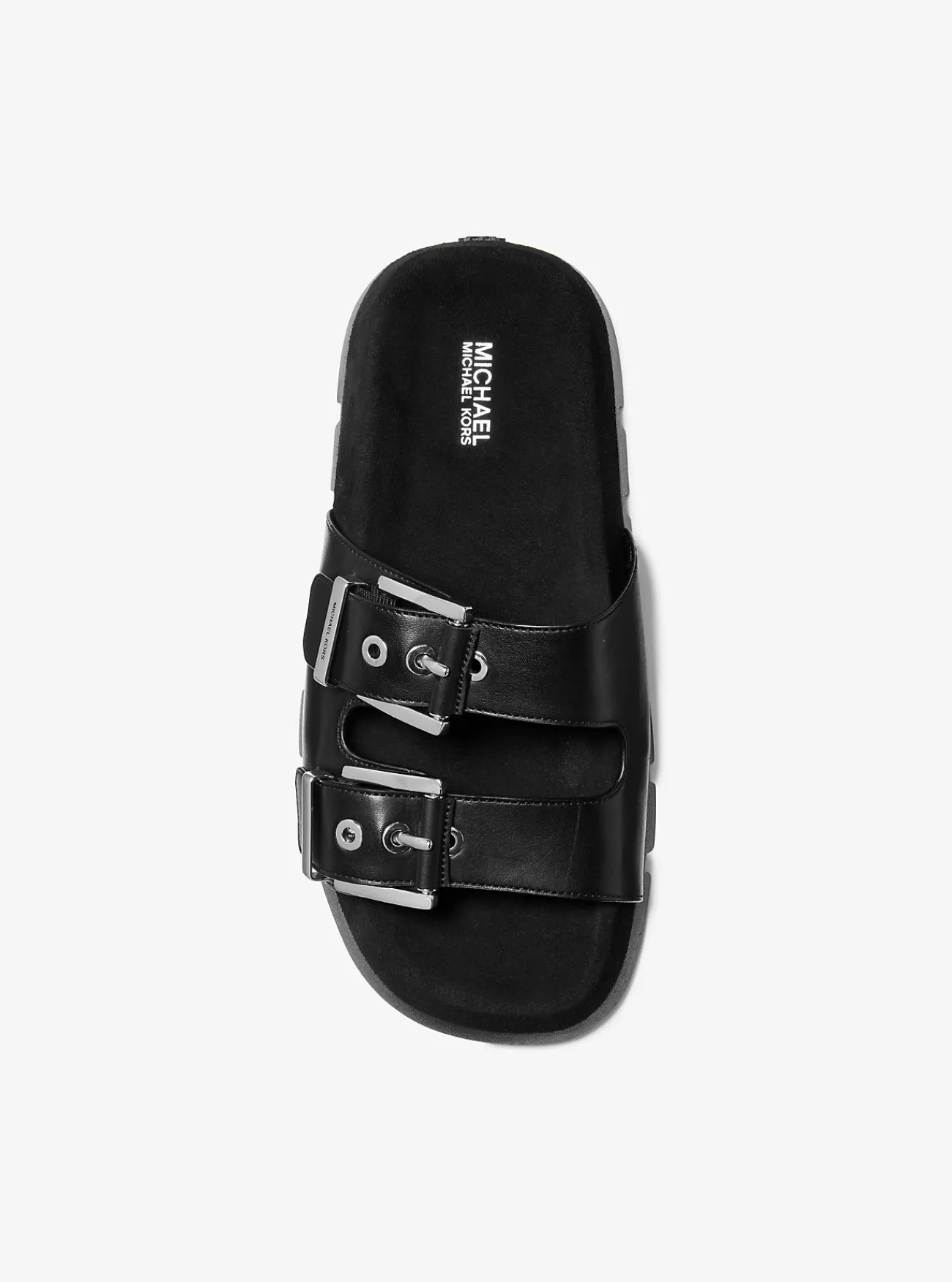 Michael Kors Platte sandaal Colby van suède en leer ZWART Fashion