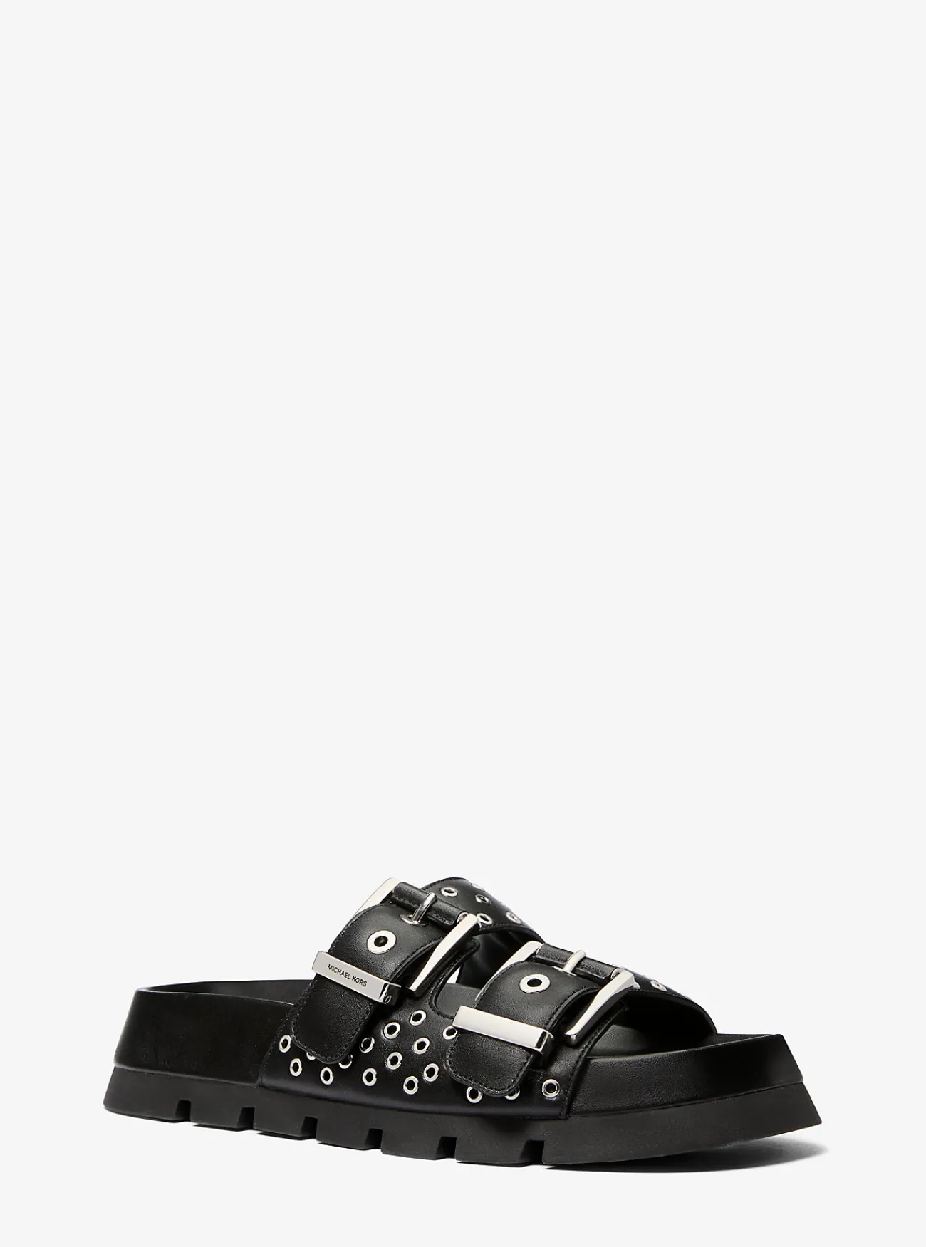 Michael Kors Platte sandaal Colby van leer met oogjes ZWART Fashion