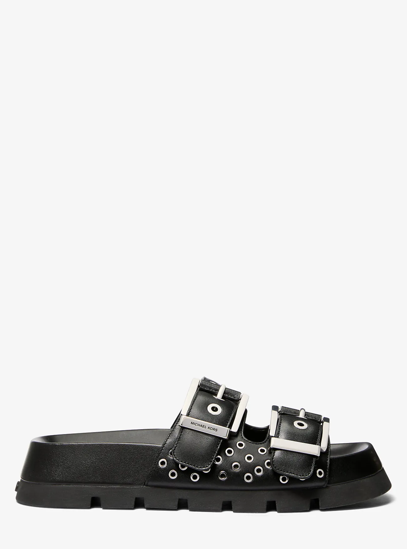 Michael Kors Platte sandaal Colby van leer met oogjes ZWART Fashion
