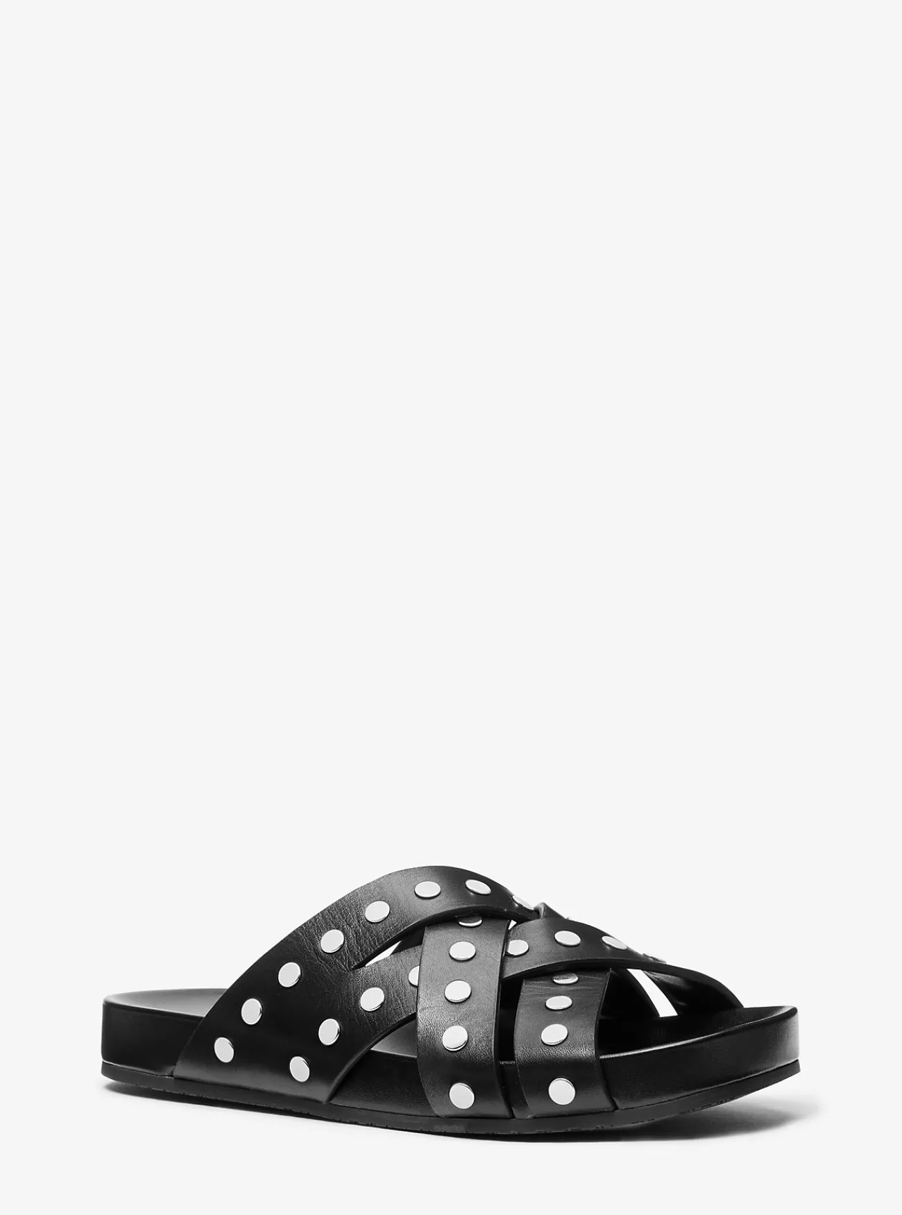 Michael Kors Platte sandaal Irene van leer met studs ZWART Fashion
