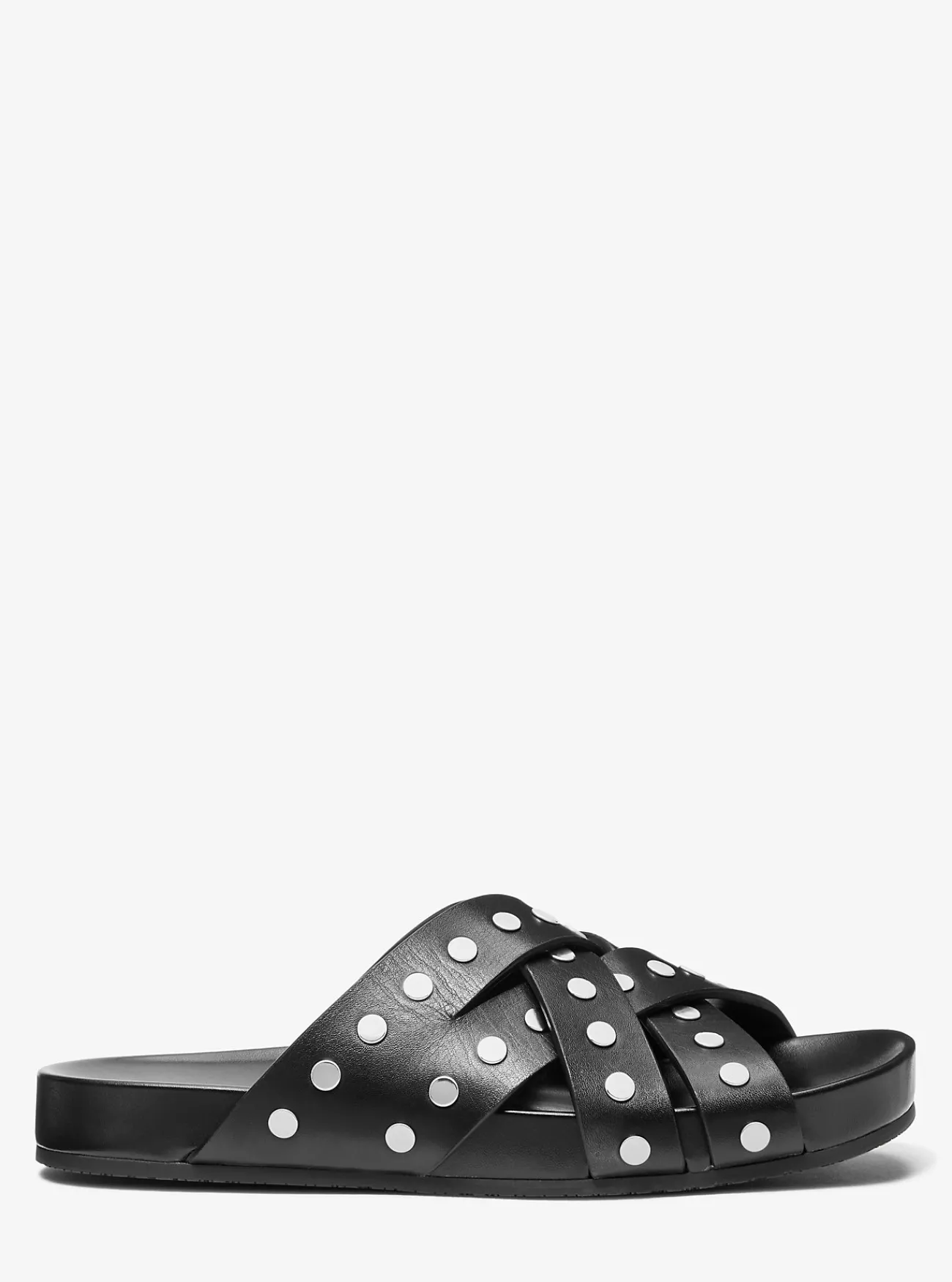 Michael Kors Platte sandaal Irene van leer met studs ZWART Fashion