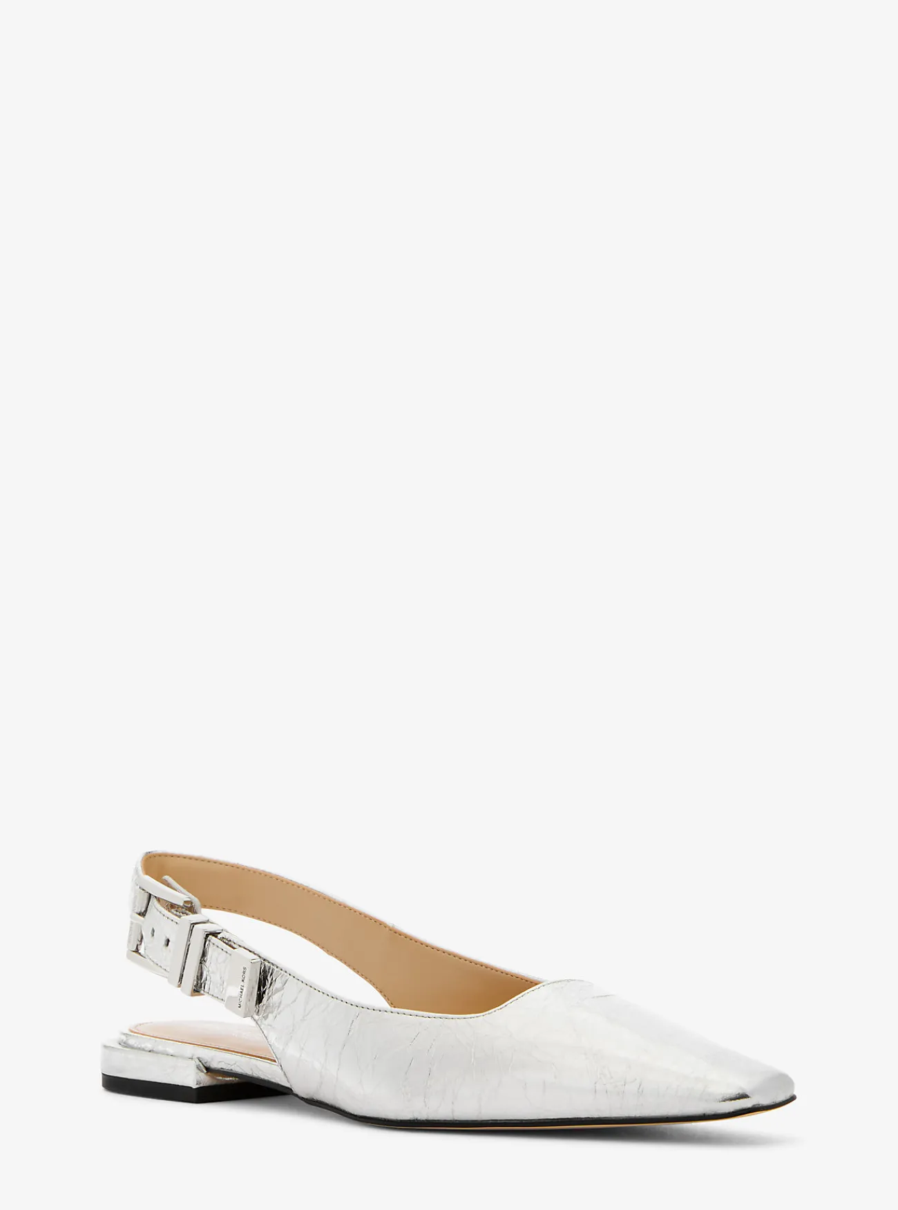 Michael Kors Platte schoen Darrington van metallic craquel&eacute; leer ZILVER Outlet