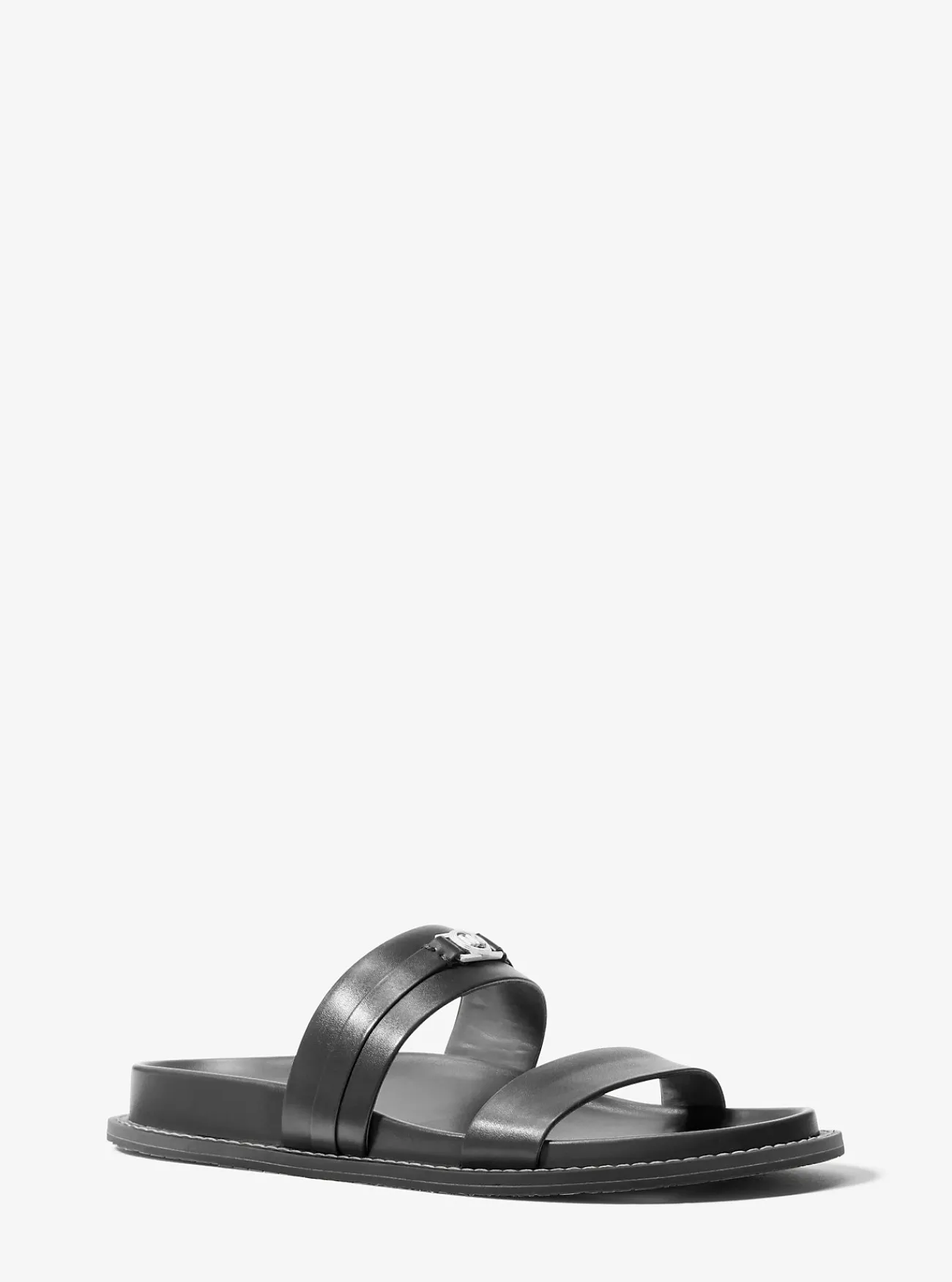 Michael Kors Platte slipper Mandy van leer ZWART Clearance