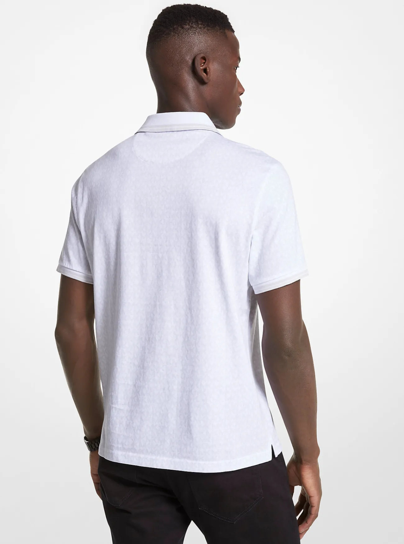 Michael Kors Poloshirt Greenwich van katoenjersey met logoprint WIT Clearance