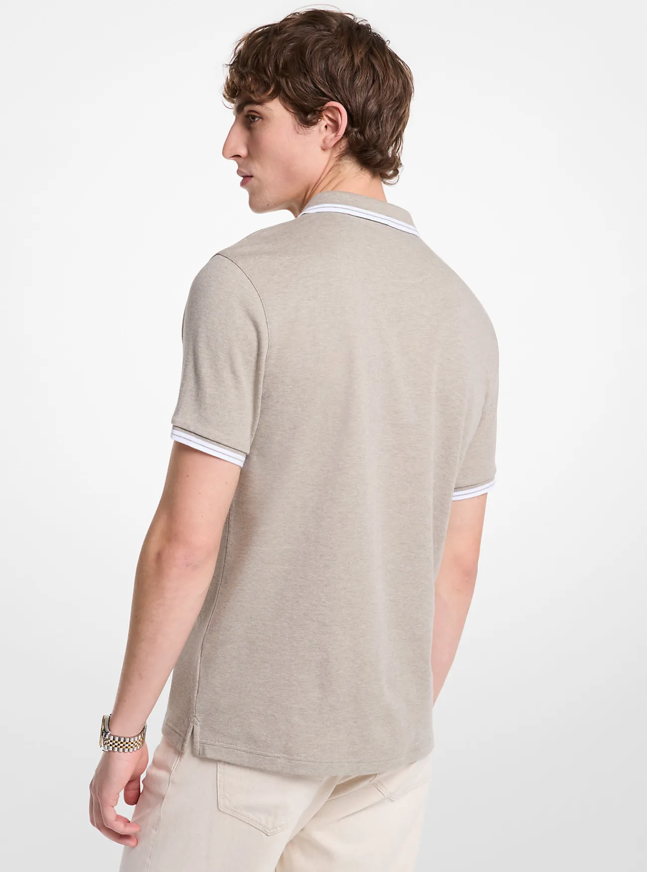 Michael Kors Poloshirt Greenwich van katoen ZACHTSALIEGEM&Ecirc;LEERD Outlet