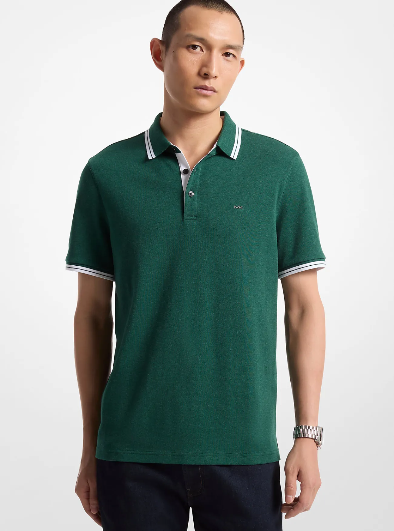 Michael Kors Poloshirt Greenwich van katoen DONKERSMARAGDGROENGEM&Ecirc;LEERD Hot
