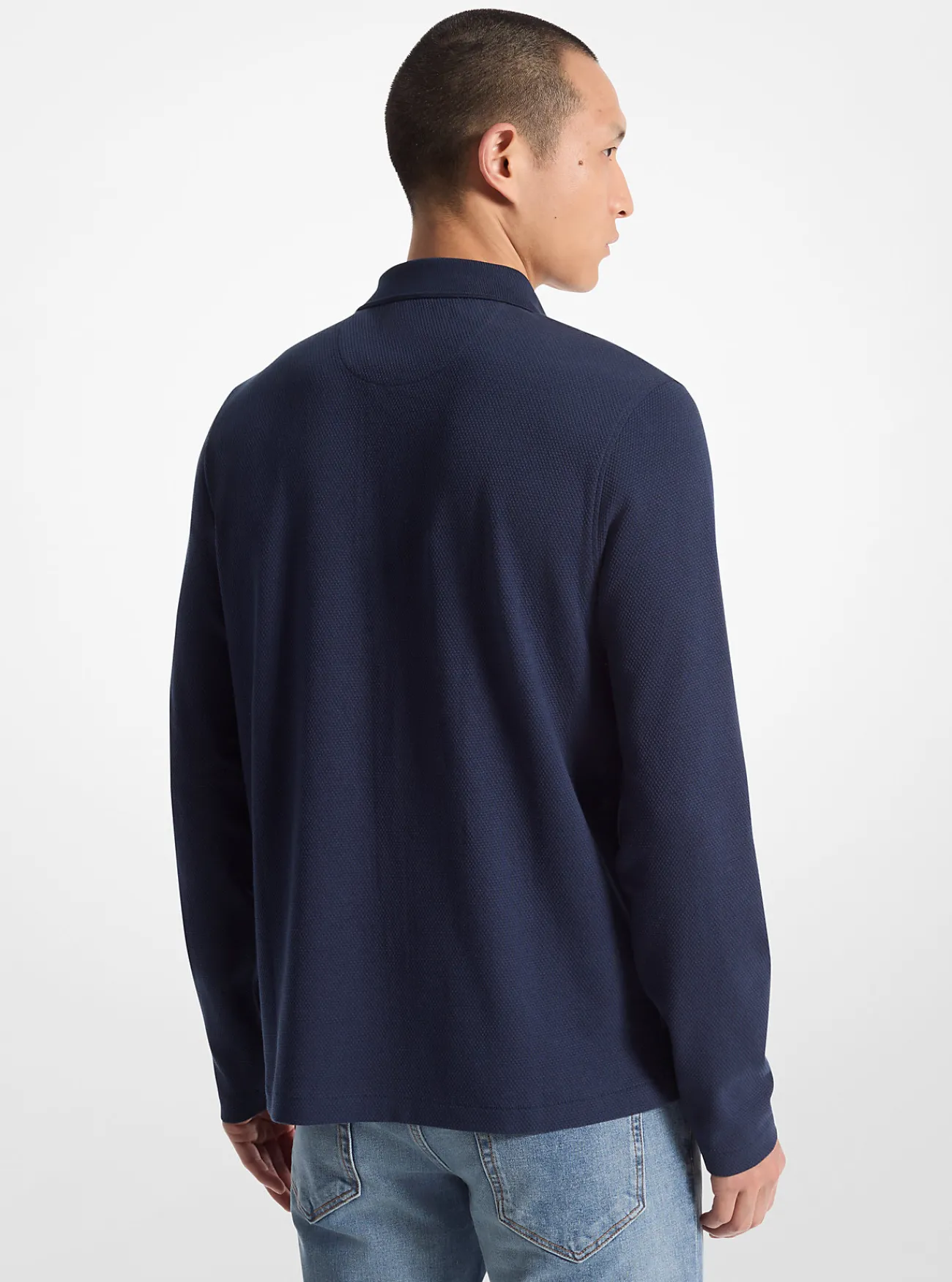 Michael Kors Poloshirt met lange mouwen, dubbelgebreid MIDDERNACHTSBLAUW Fashion
