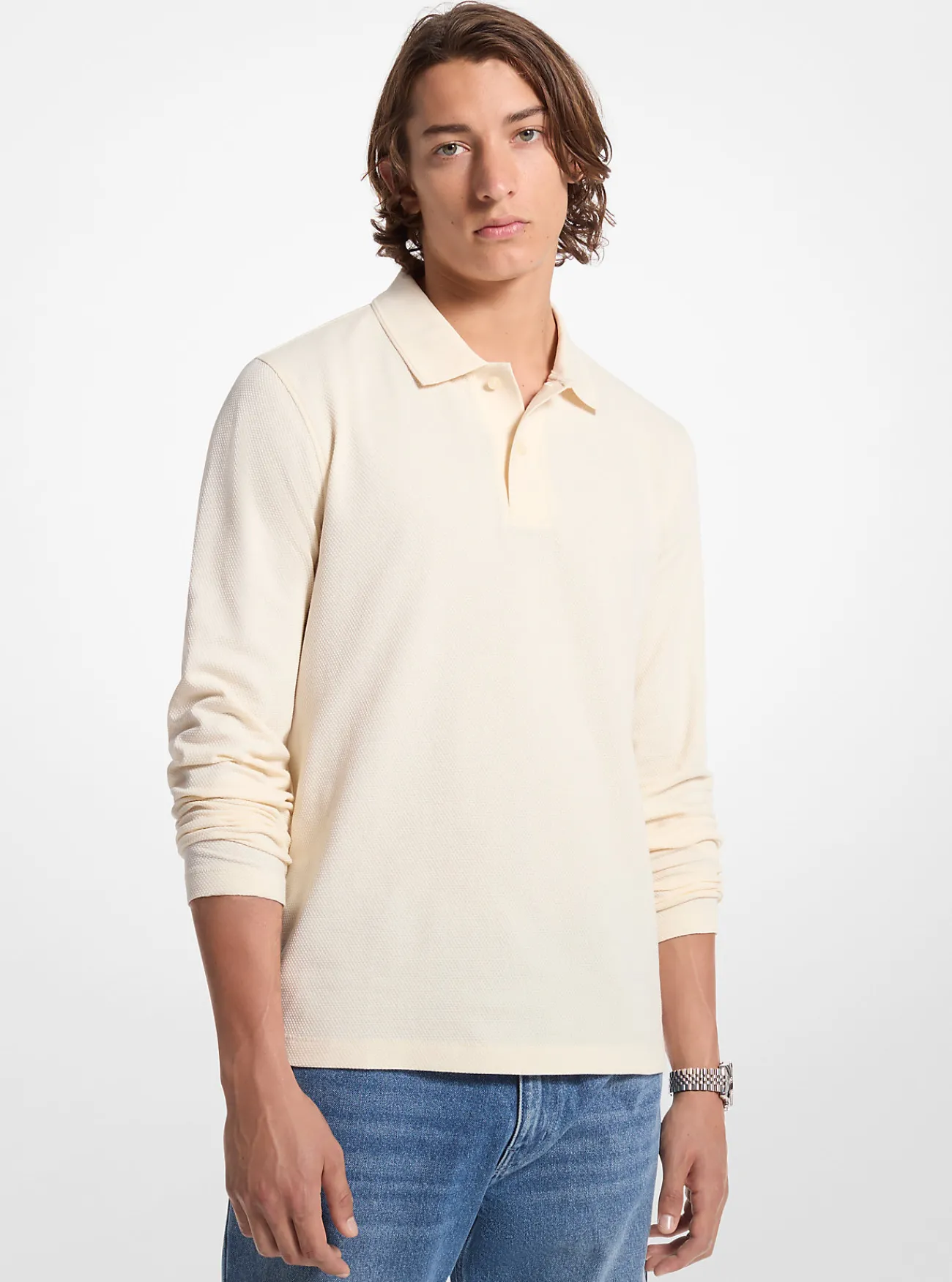 Michael Kors Poloshirt met lange mouwen, dubbelgebreid BOT Sale