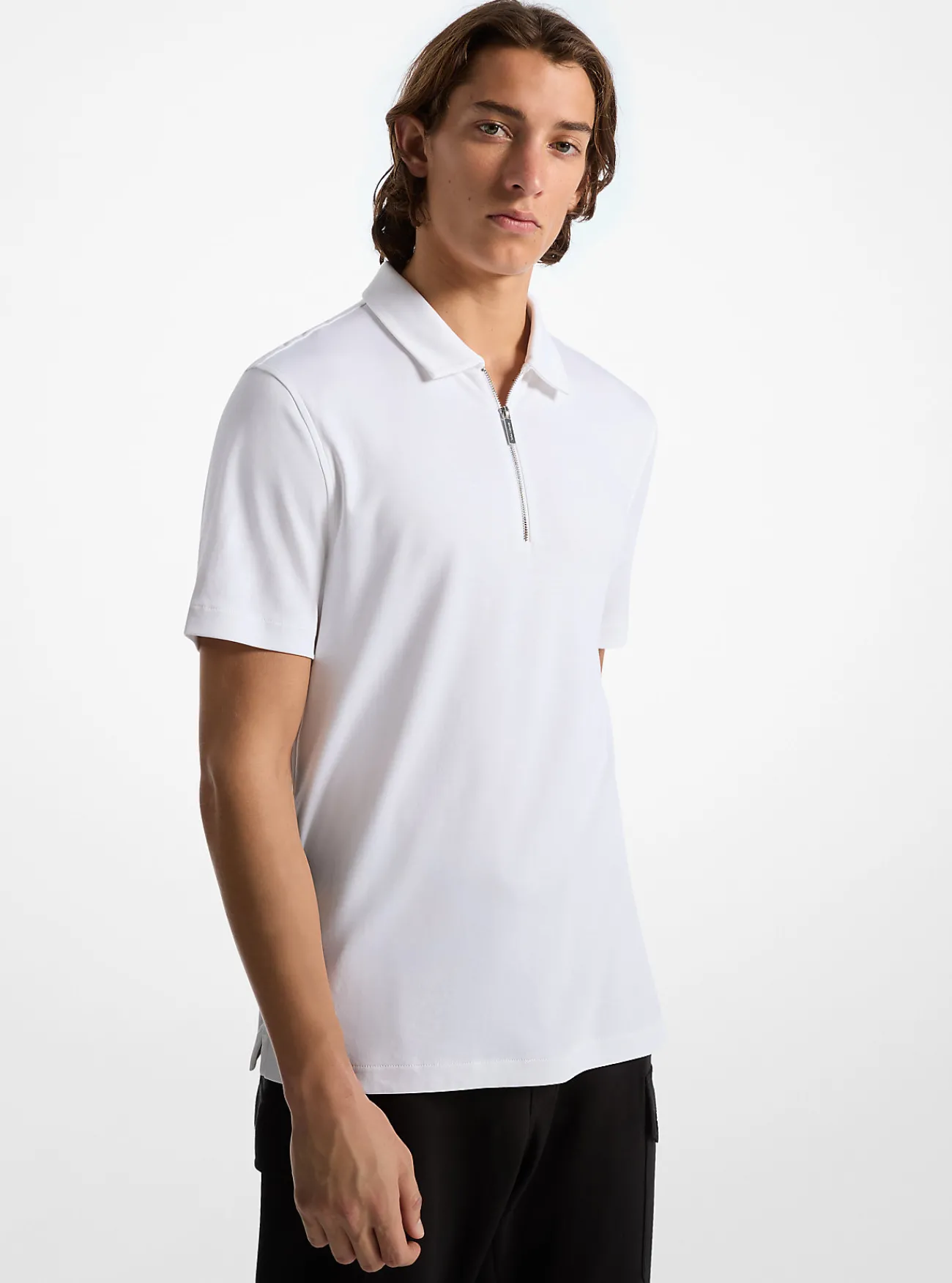Michael Kors Poloshirt van katoen met halve rits WIT Discount