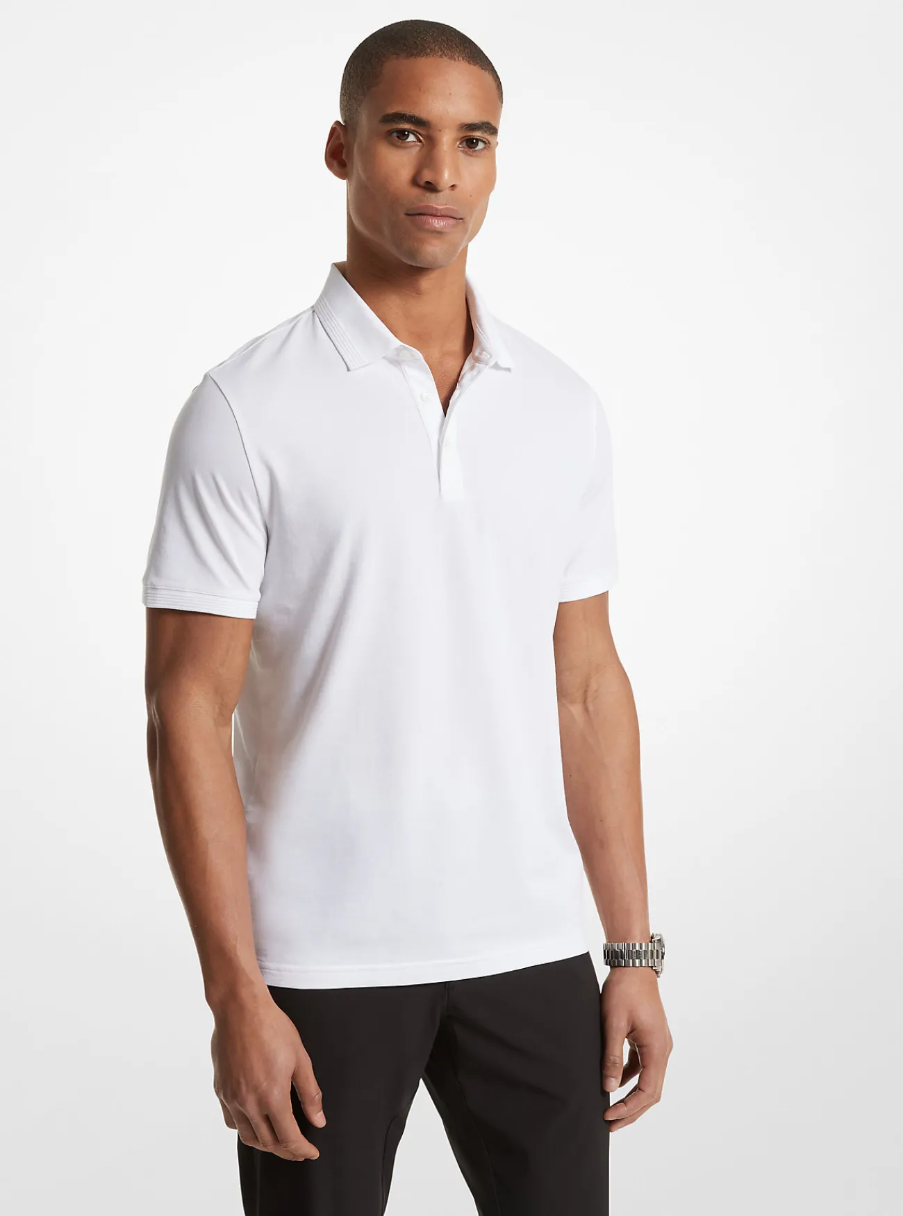 Michael Kors Poloshirt van pimakatoen met stretch WIT Outlet