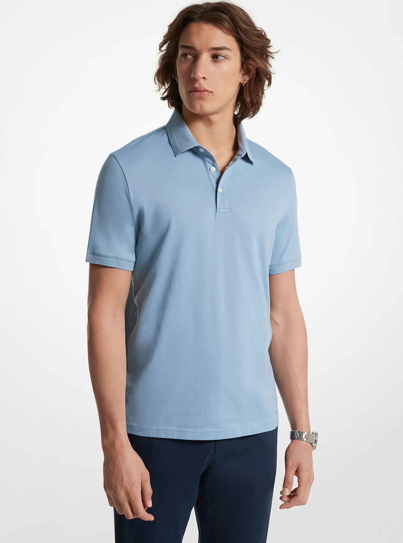 Michael Kors Poloshirt van pimakatoen met stretch CHAMBRAY Outlet
