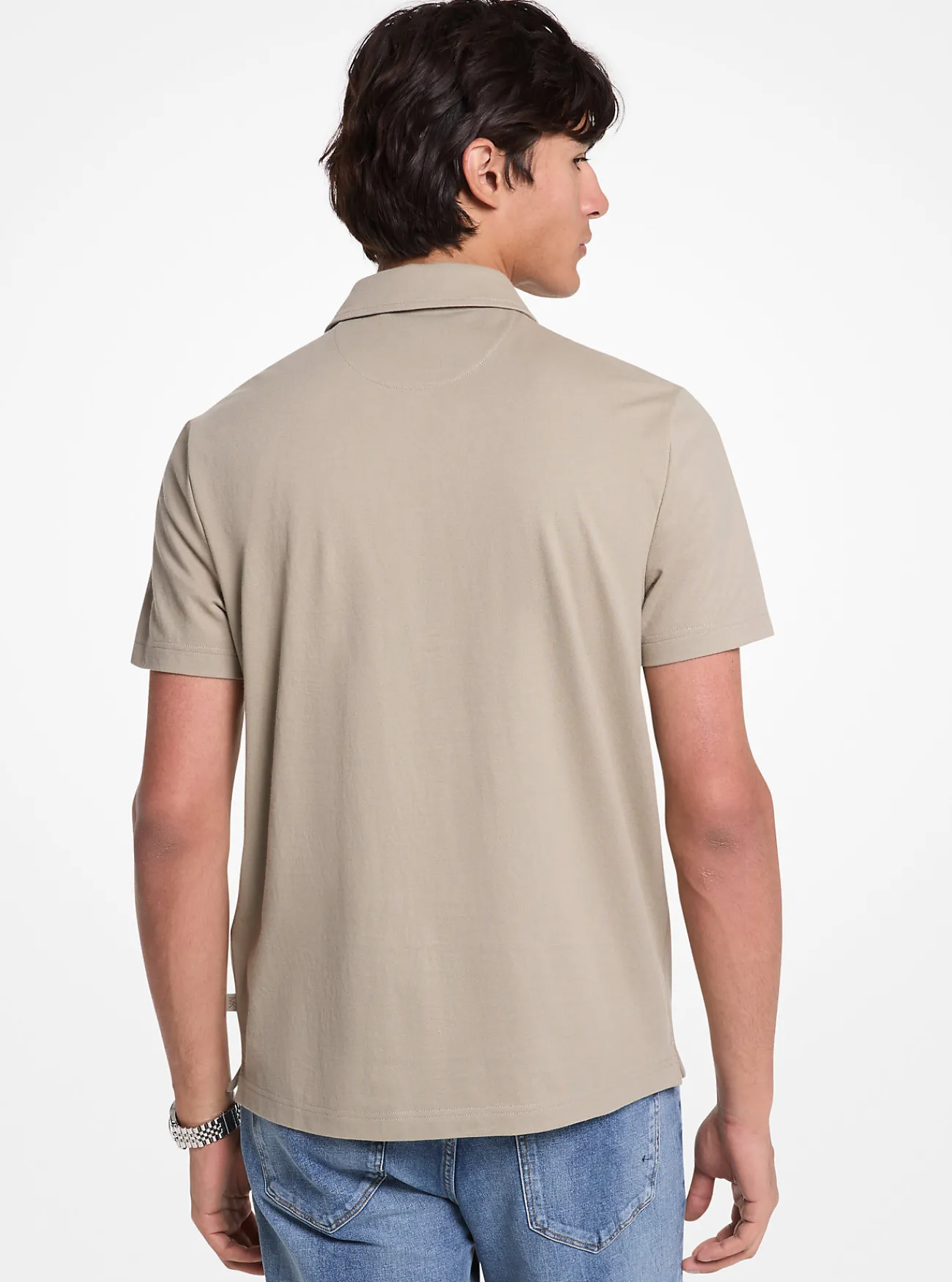 Michael Kors Poloshirt van piqu&eacute;stof van katoenmix met rits ZACHTSALIE Best