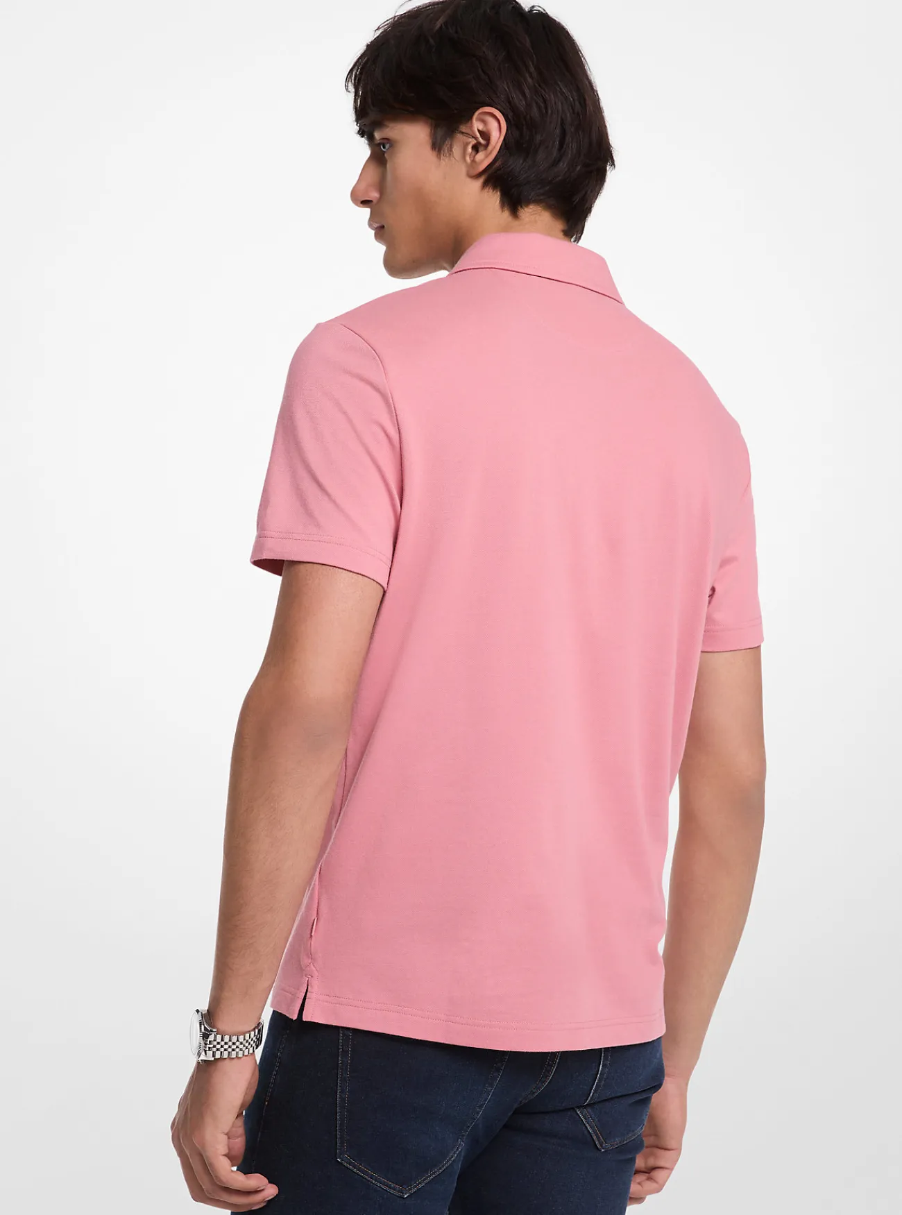 Michael Kors Poloshirt van piqu&eacute;stof van katoenmix met rits OUDROZE Discount