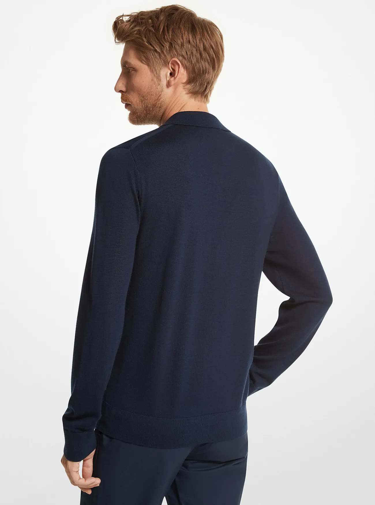 Michael Kors Polosweater van merinowol MIDDERNACHTSBLAUW Best