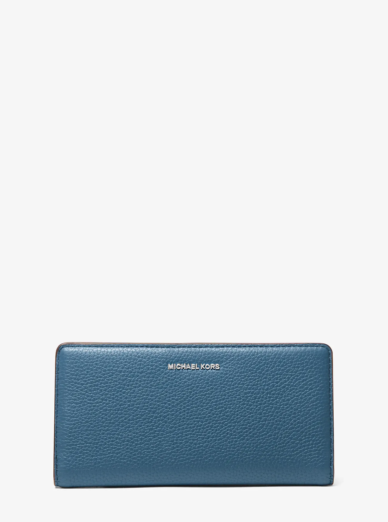 Michael Kors Portefeuille Bryant van getrommeld leer met drukknoop, groot DONKERCHAMBRAY Clearance