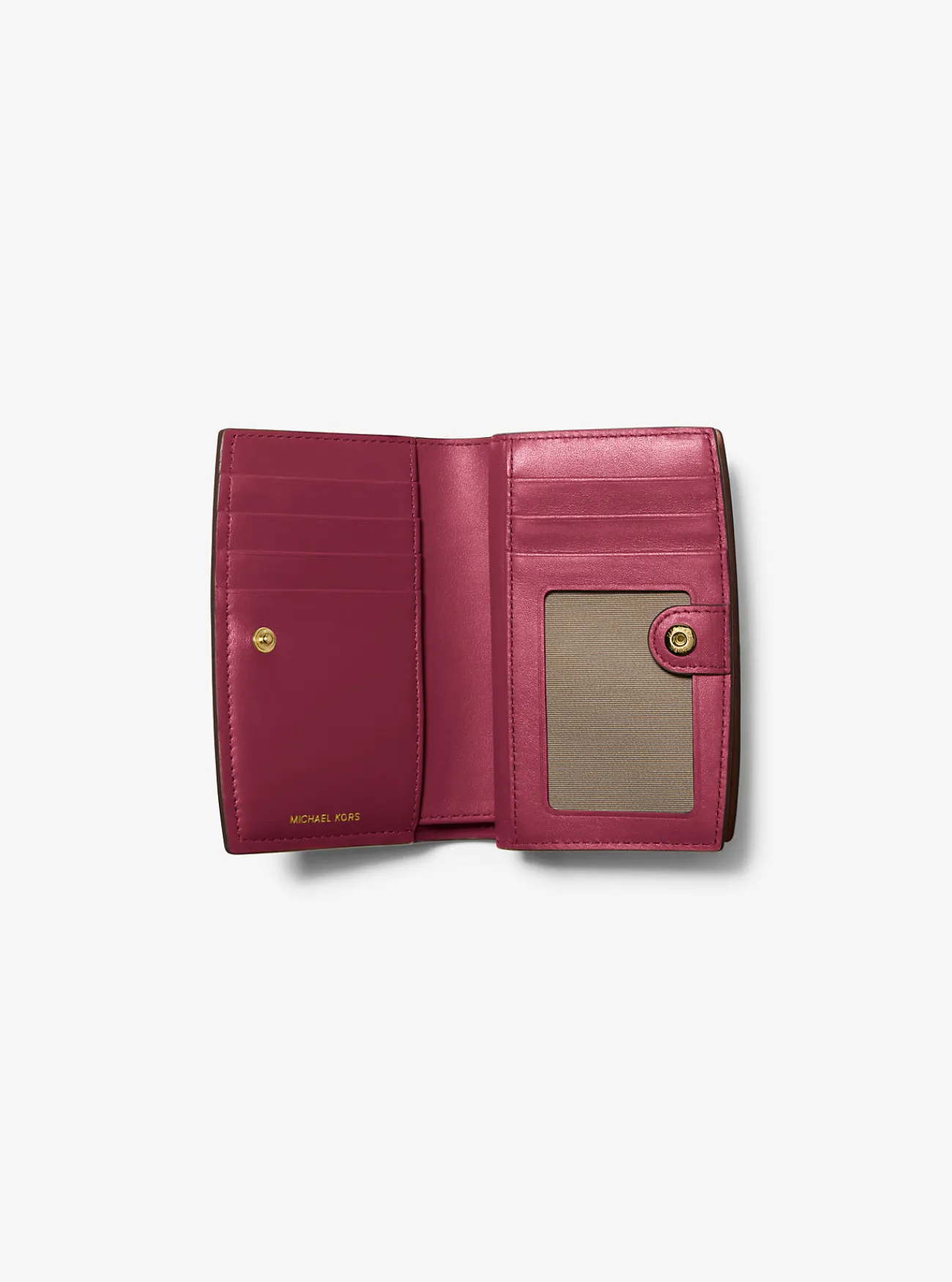 Michael Kors Portefeuille Bryant van getrommeld leer, middelgroot MOERBEI Outlet