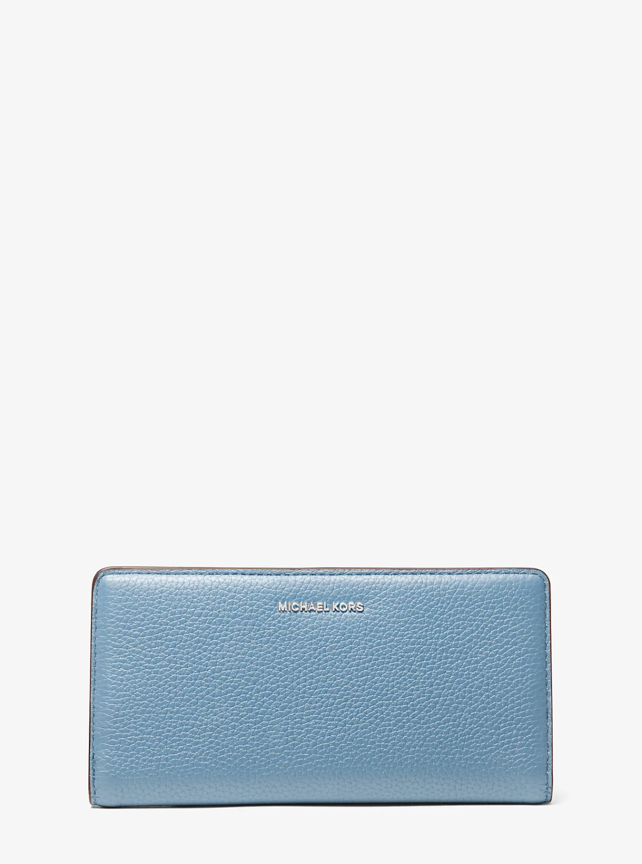 Michael Kors Portefeuille Bryant van getrommeld leer met drukknoop, groot CHAMBRAY Discount
