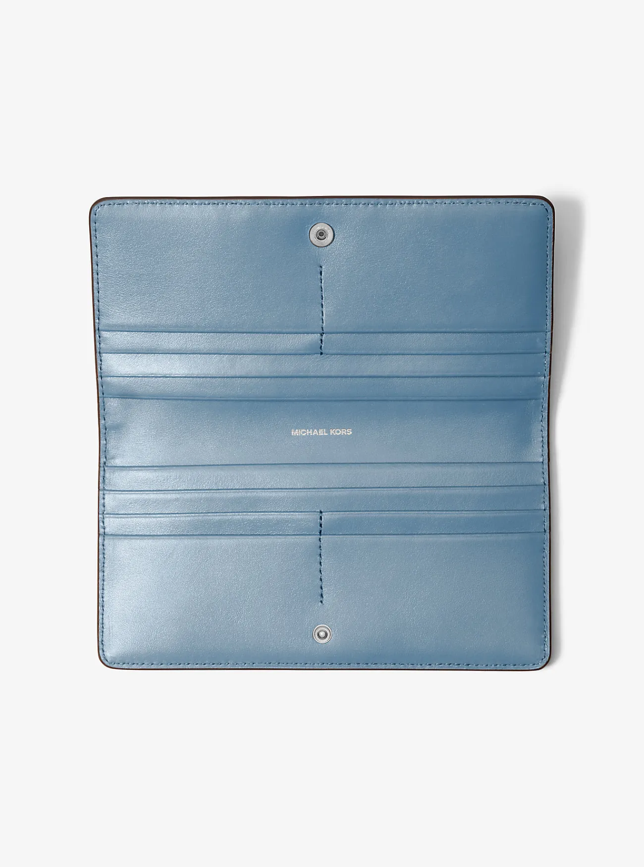 Michael Kors Portefeuille Bryant van getrommeld leer met drukknoop, groot CHAMBRAY Discount