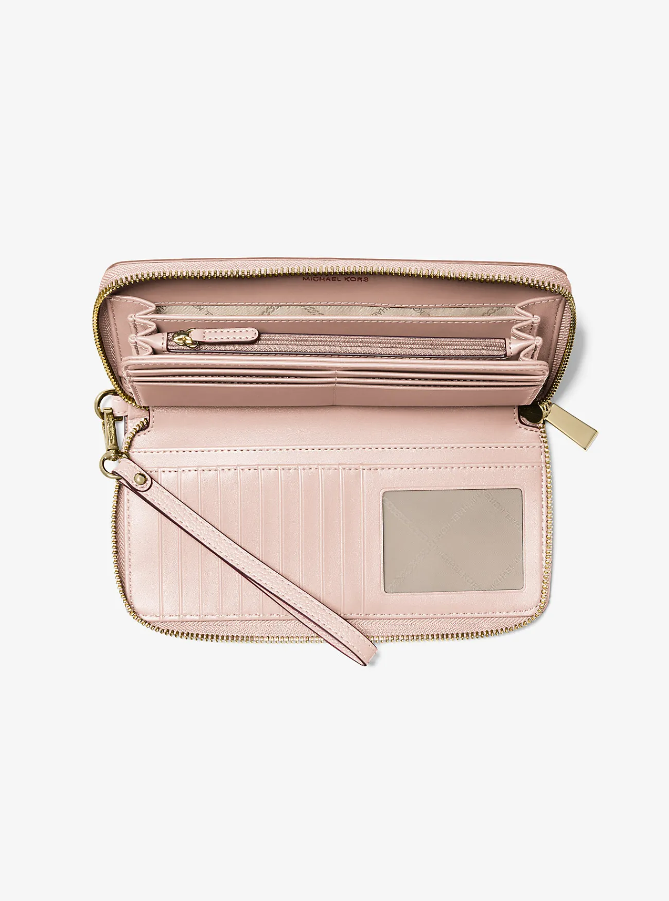 Michael Kors Portefeuille Jet Set Travel van getrommeld leer, groot ZACHTROZE New