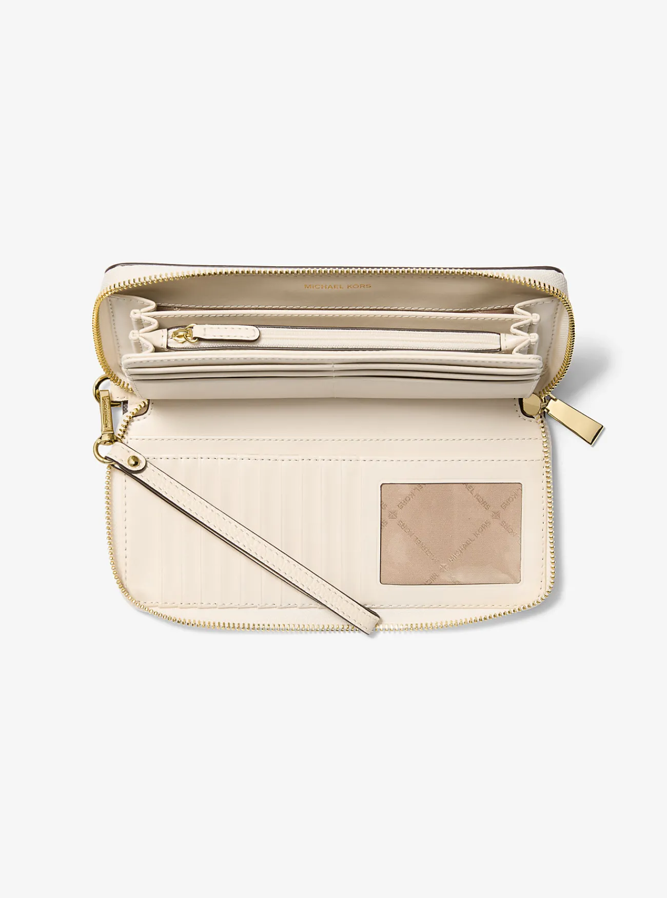 Michael Kors Portefeuille Jet Set Travel van getrommeld leer, groot LICHTCR&Egrave;ME Best