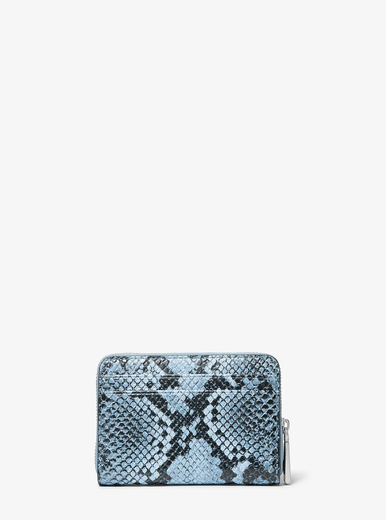 Michael Kors Portefeuille Jet Set van leer met slangenprint in reliëf, klein CHAMBRAY Online