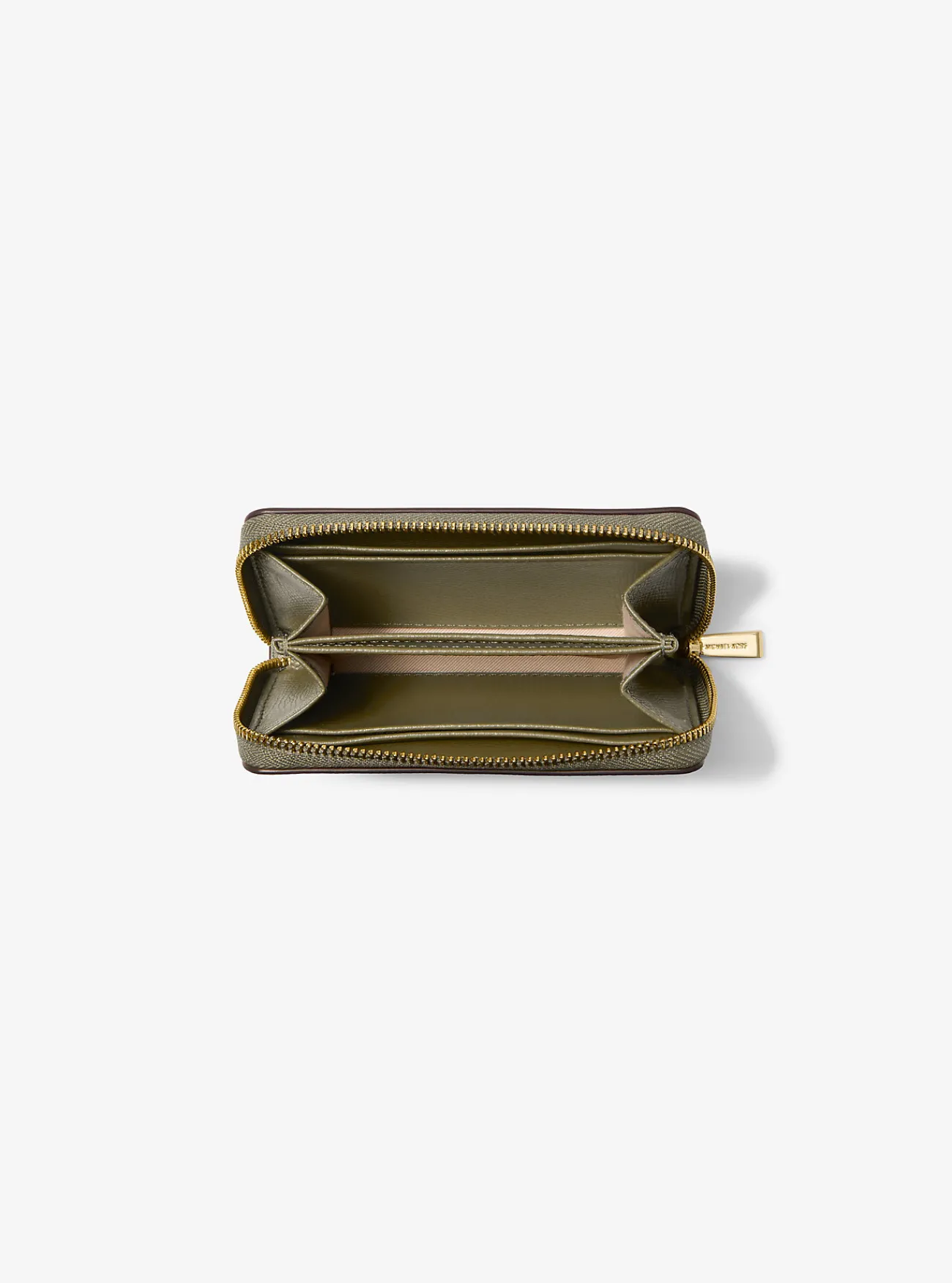 Michael Kors Portefeuille Jet Set van leer, klein SAFARIGROEN New