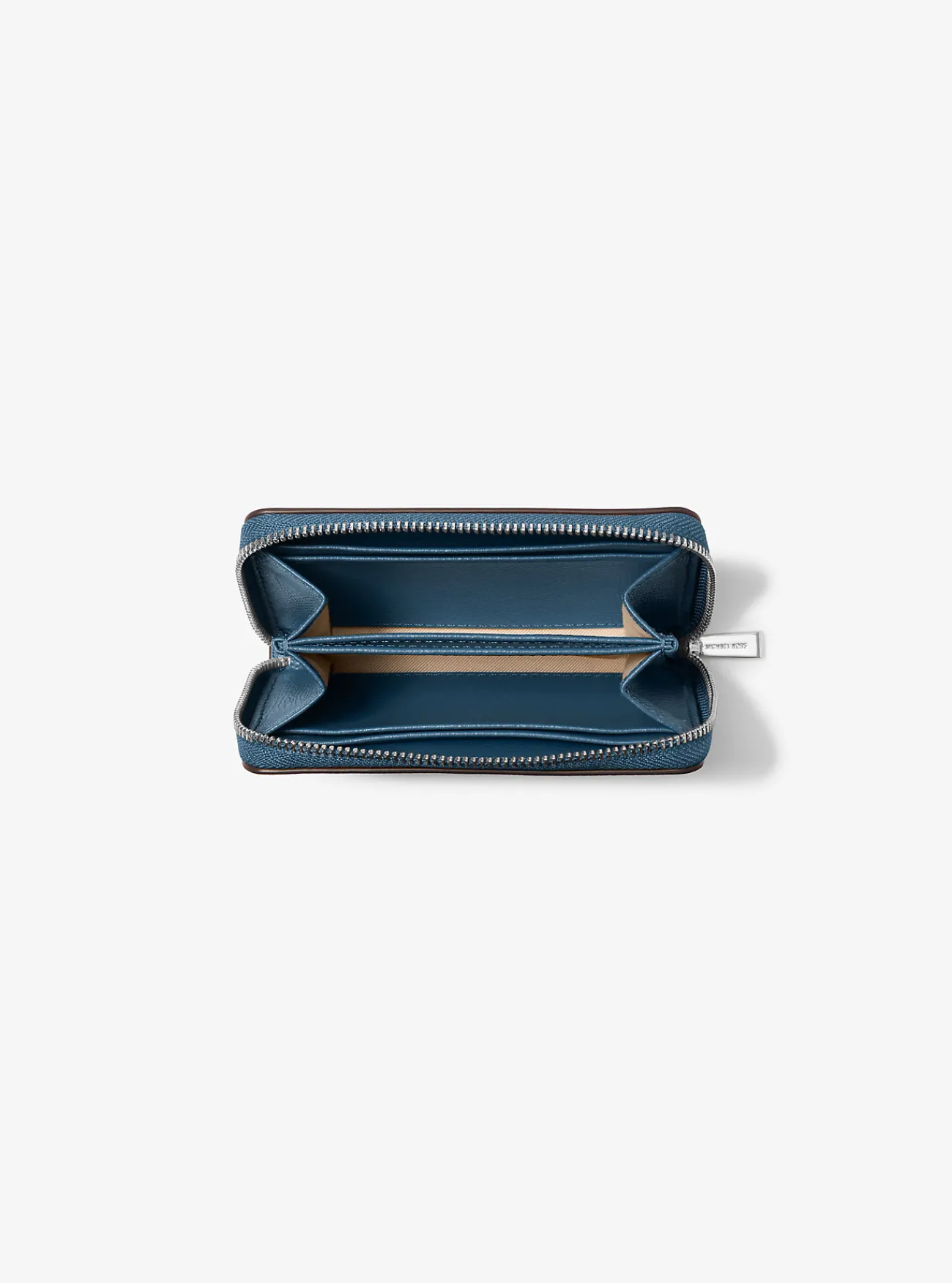 Michael Kors Portefeuille Jet Set van leer, klein DONKERCHAMBRAY Outlet