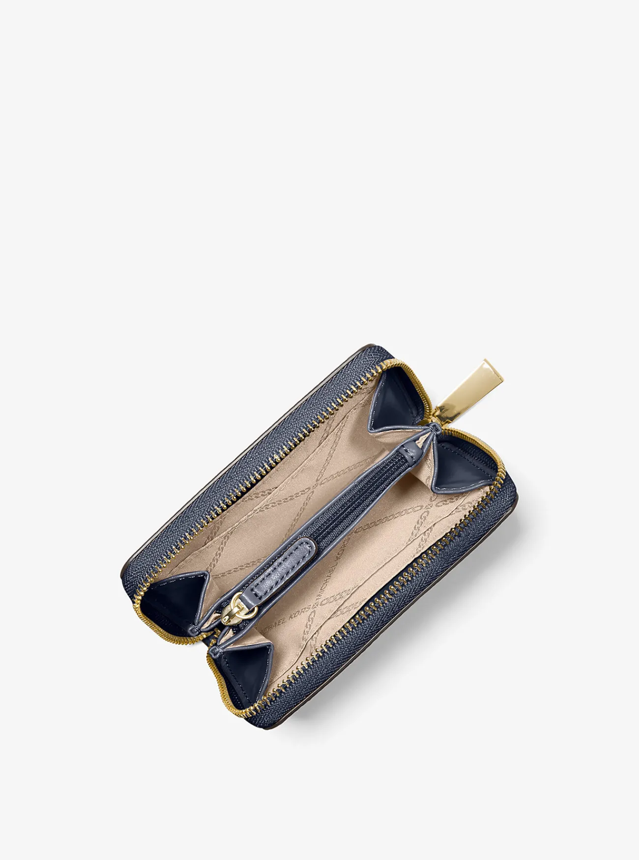 Michael Kors Portefeuille Jet Set van getrommeld leer, klein MARINEBLAUW Hot