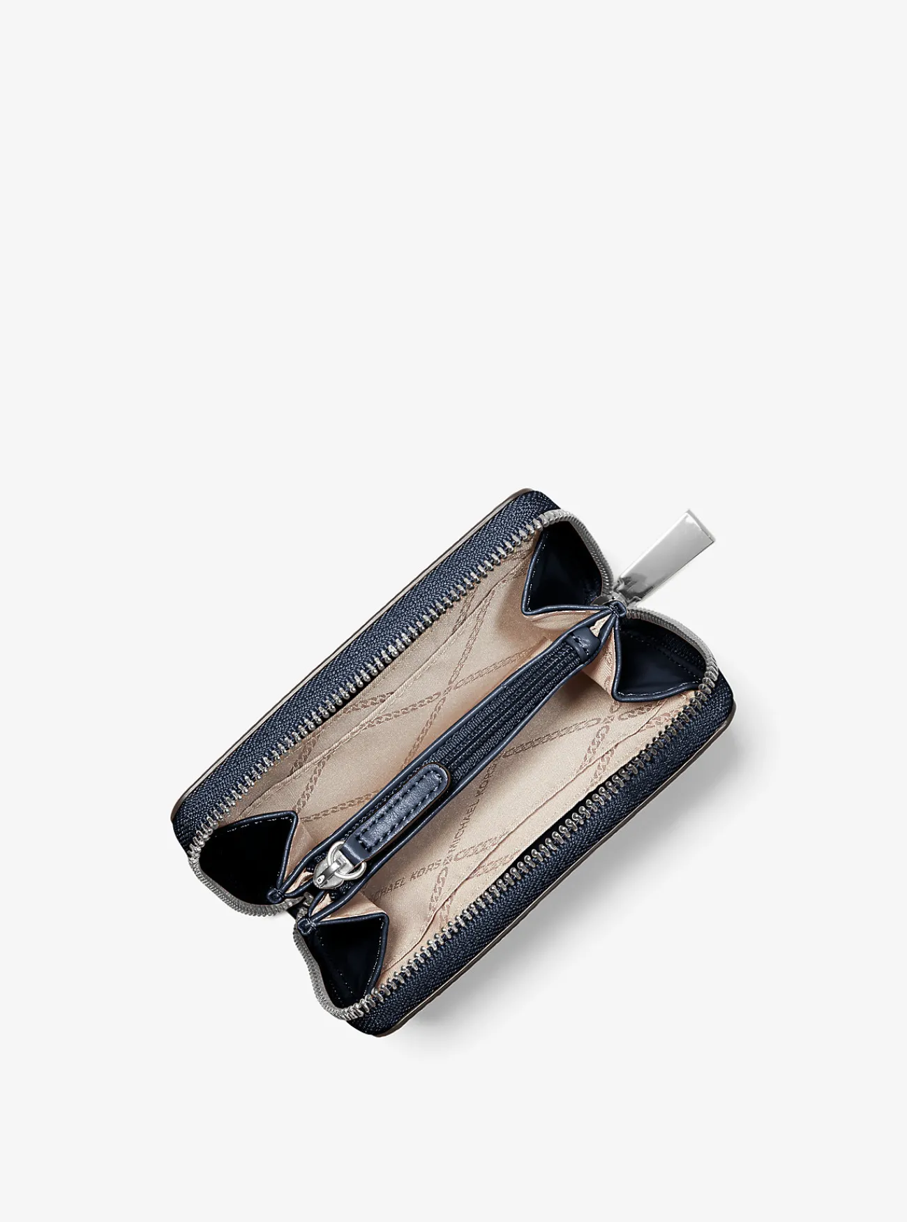 Michael Kors Portefeuille Jet Set van getrommeld leer, klein MARINEBLAUW New