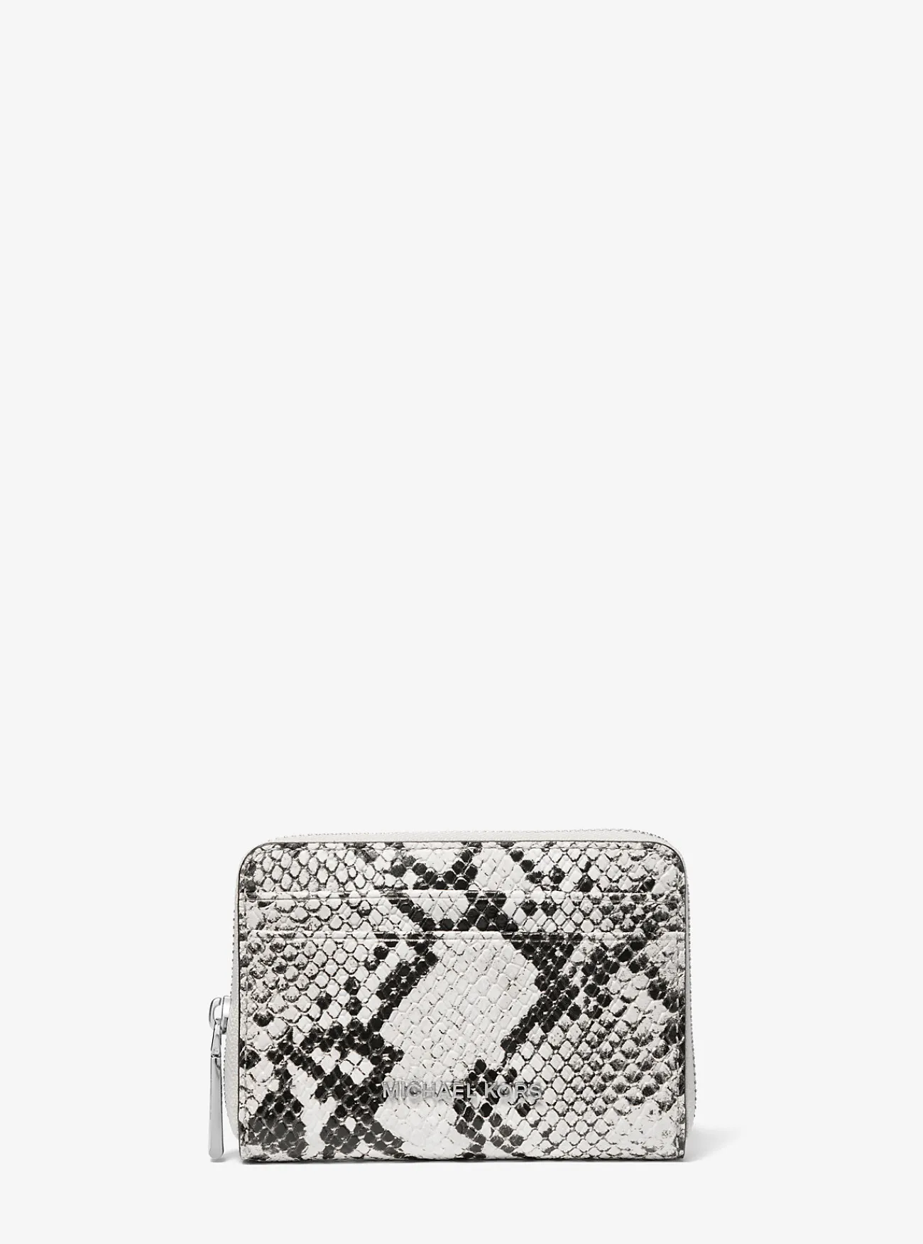 Michael Kors Portefeuille Jet Set van leer met slangenprint in reli&euml;f, klein Discount