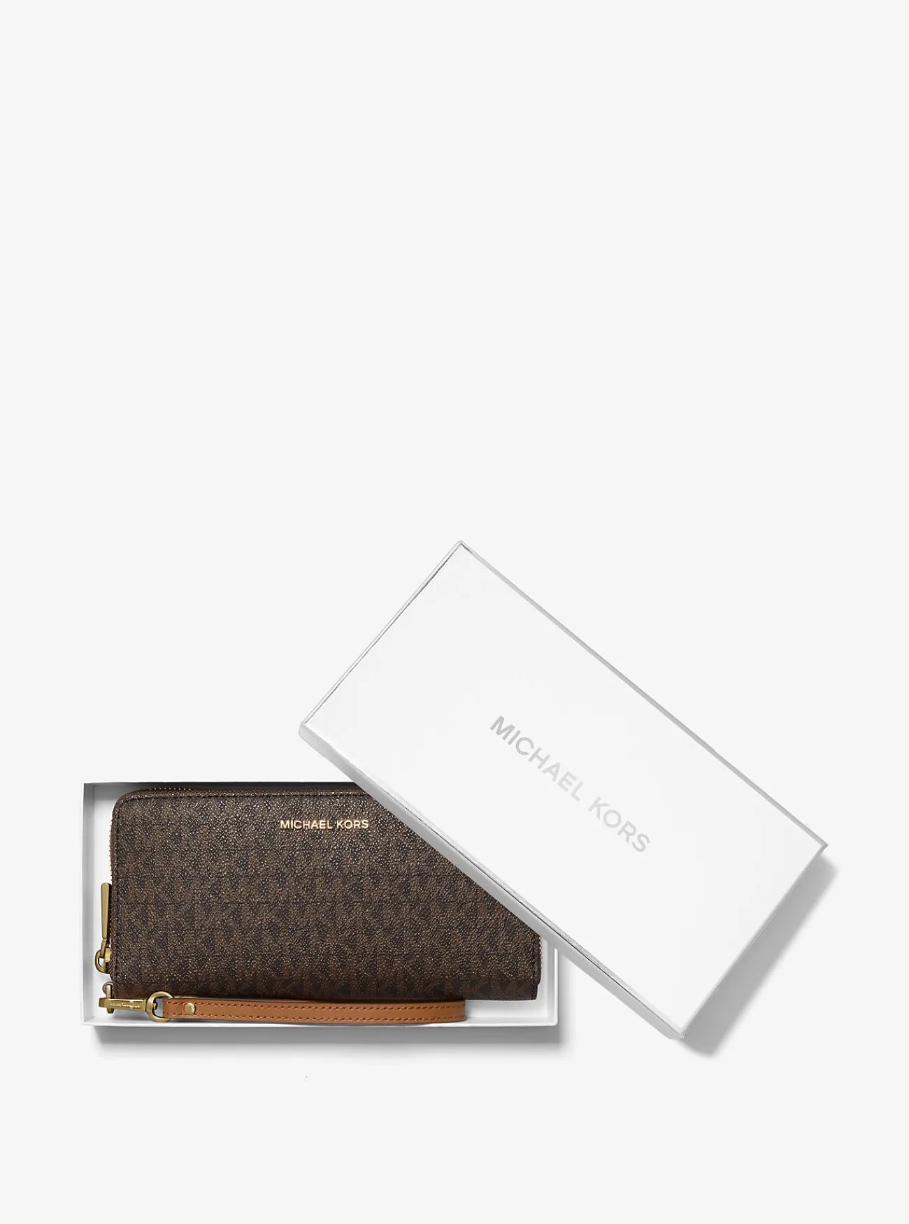 Michael Kors Portefeuille met logo, groot BRUIN New