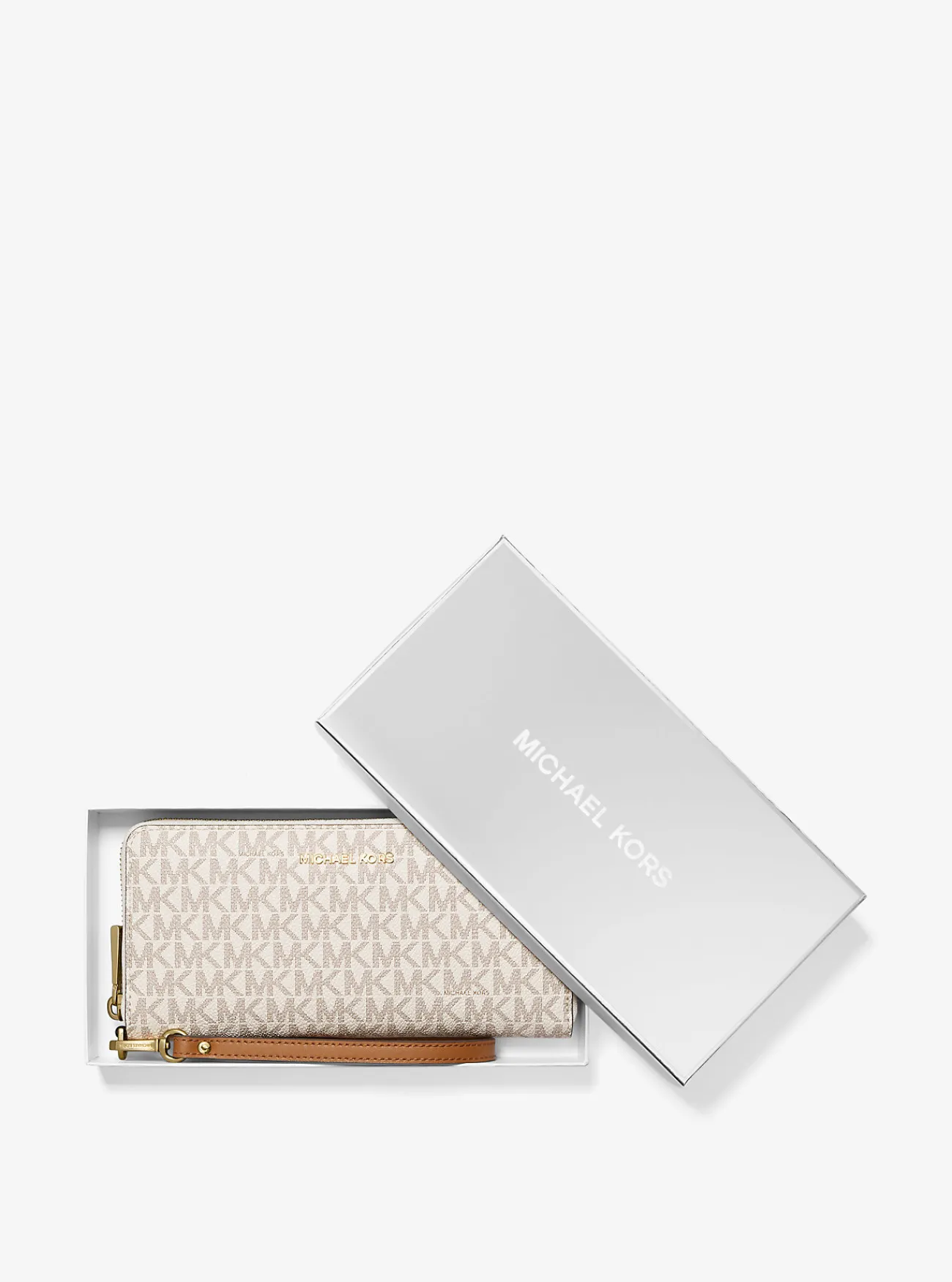 Michael Kors Portefeuille met logo, groot VANILLE Discount