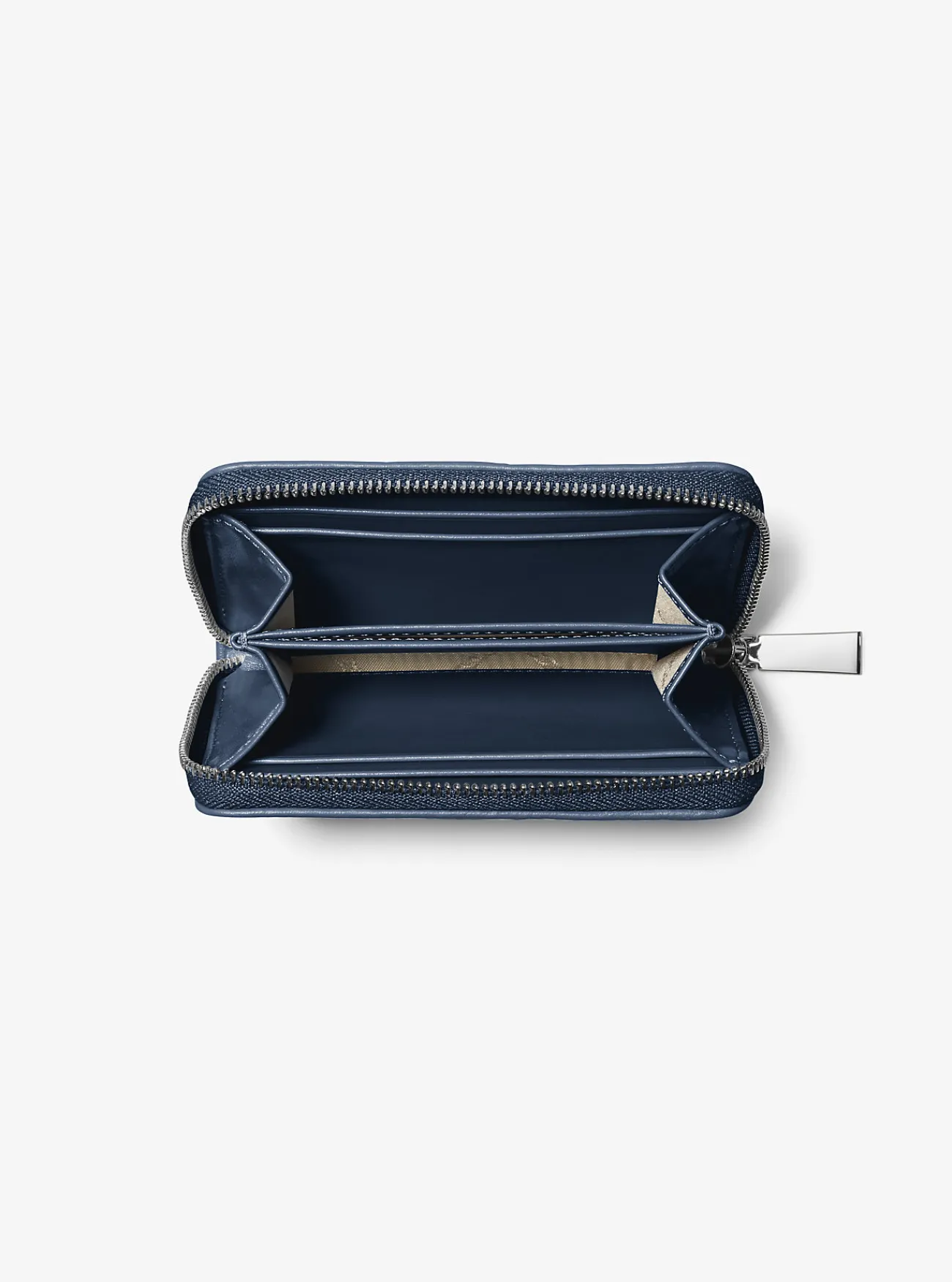 Michael Kors Portefeuille van doorgestikt leer, klein MARINEBLAUW Outlet