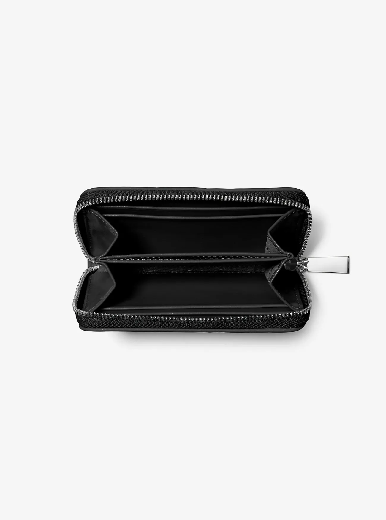 Michael Kors Portefeuille van doorgestikt leer, klein ZWART Clearance