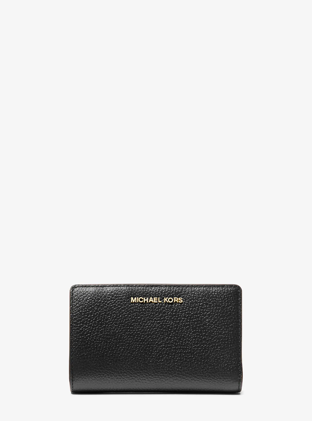 Michael Kors Portefeuille van getrommeld leer, middelgroot ZWART Best