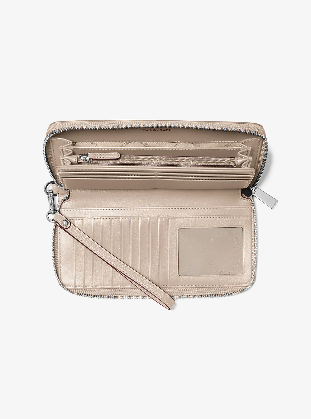 Michael Kors Portefeuille van getrommeld leer, groot LICHTZAND Discount