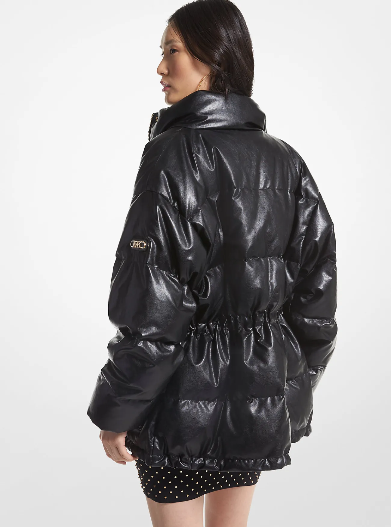 Michael Kors Pufferjack, doorgestikt met coating ZWART Discount